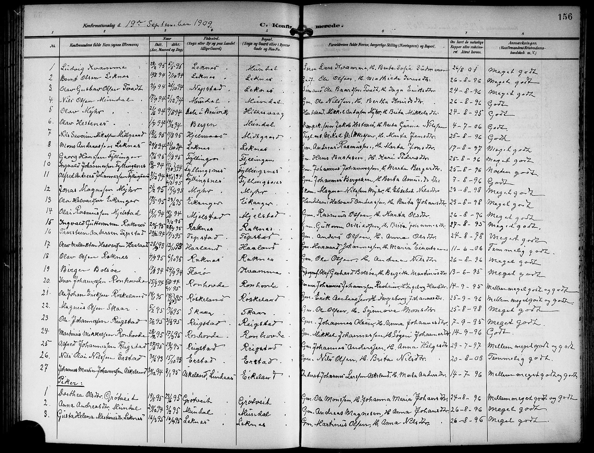 Hamre sokneprestembete, SAB/A-75501/H/Ha/Hab: Parish register (copy) no. B 4, 1898-1919, p. 156