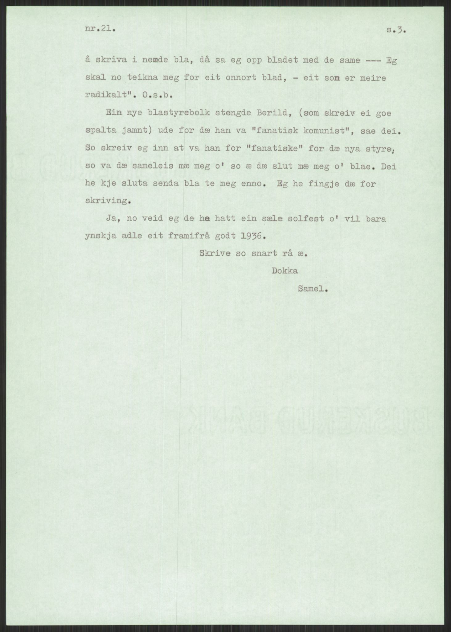 Samlinger til kildeutgivelse, Amerikabrevene, AV/RA-EA-4057/F/L0001: Innlån av ukjent proveniens. Innlån fra Østfold. Innlån fra Oslo: Bratvold - Garborgbrevene II, 1838-1914, p. 531