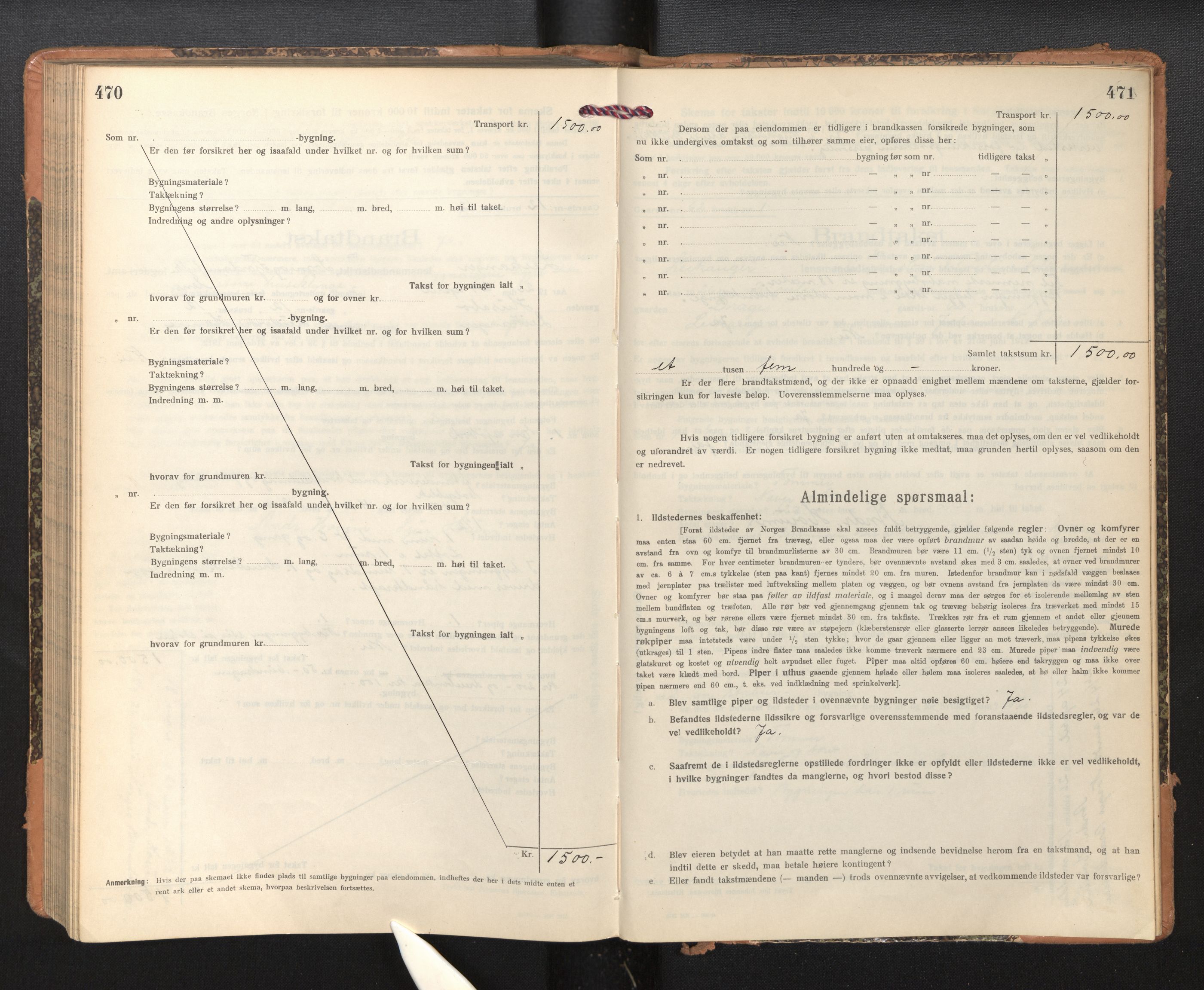 Lensmannen i Leikanger, AV/SAB-A-29201/0012/L0006: Branntakstprotokoll, skjematakst, 1920-1926, p. 470-471