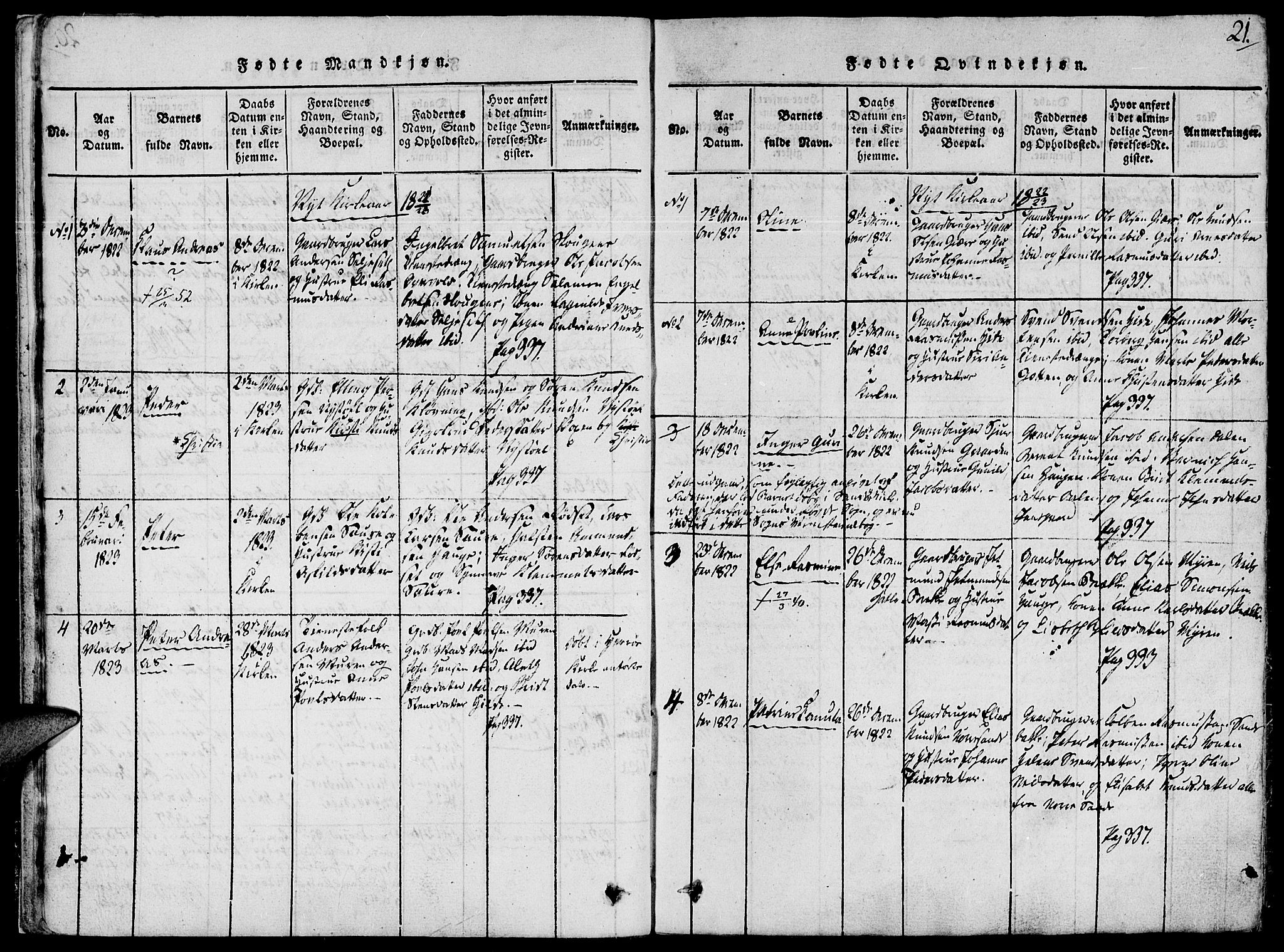 Ministerialprotokoller, klokkerbøker og fødselsregistre - Møre og Romsdal, AV/SAT-A-1454/503/L0033: Parish register (official) no. 503A01, 1816-1841, p. 21