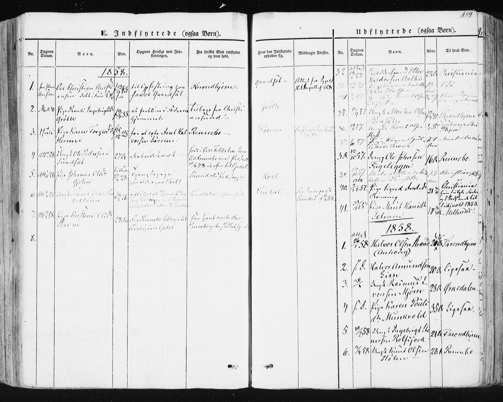 Ministerialprotokoller, klokkerbøker og fødselsregistre - Sør-Trøndelag, SAT/A-1456/678/L0899: Parish register (official) no. 678A08, 1848-1872, p. 489