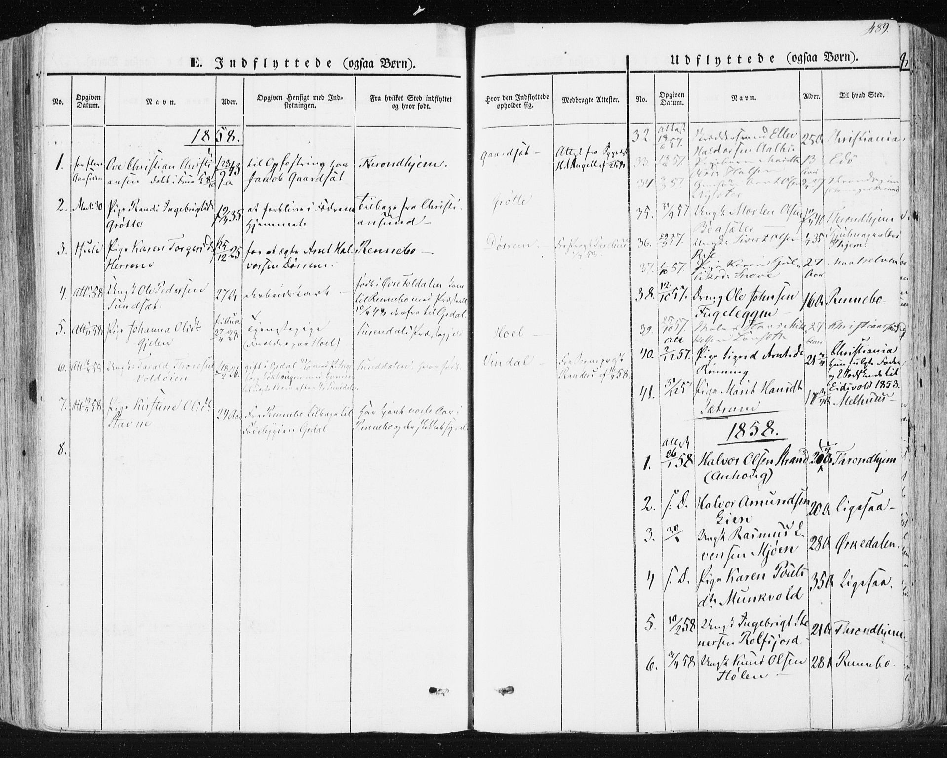 Ministerialprotokoller, klokkerbøker og fødselsregistre - Sør-Trøndelag, AV/SAT-A-1456/678/L0899: Parish register (official) no. 678A08, 1848-1872, p. 489