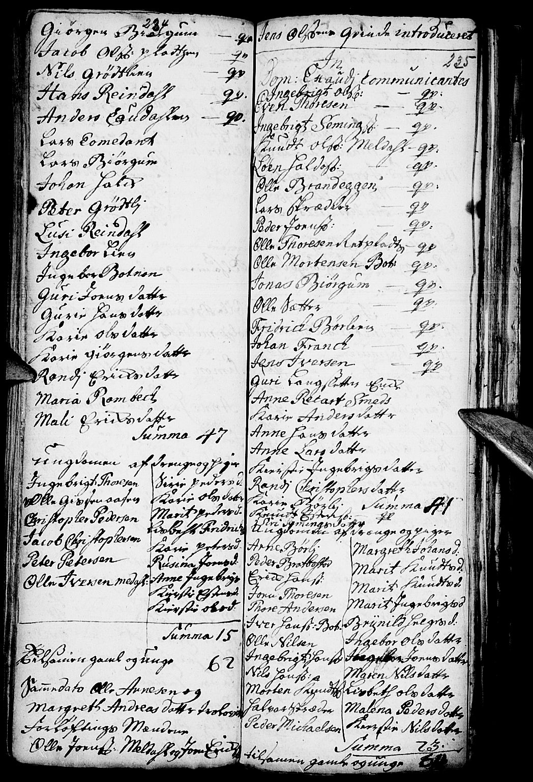 Kvikne prestekontor, SAH/PREST-064/H/Ha/Haa/L0001: Parish register (official) no. 1, 1740-1756, p. 234-235