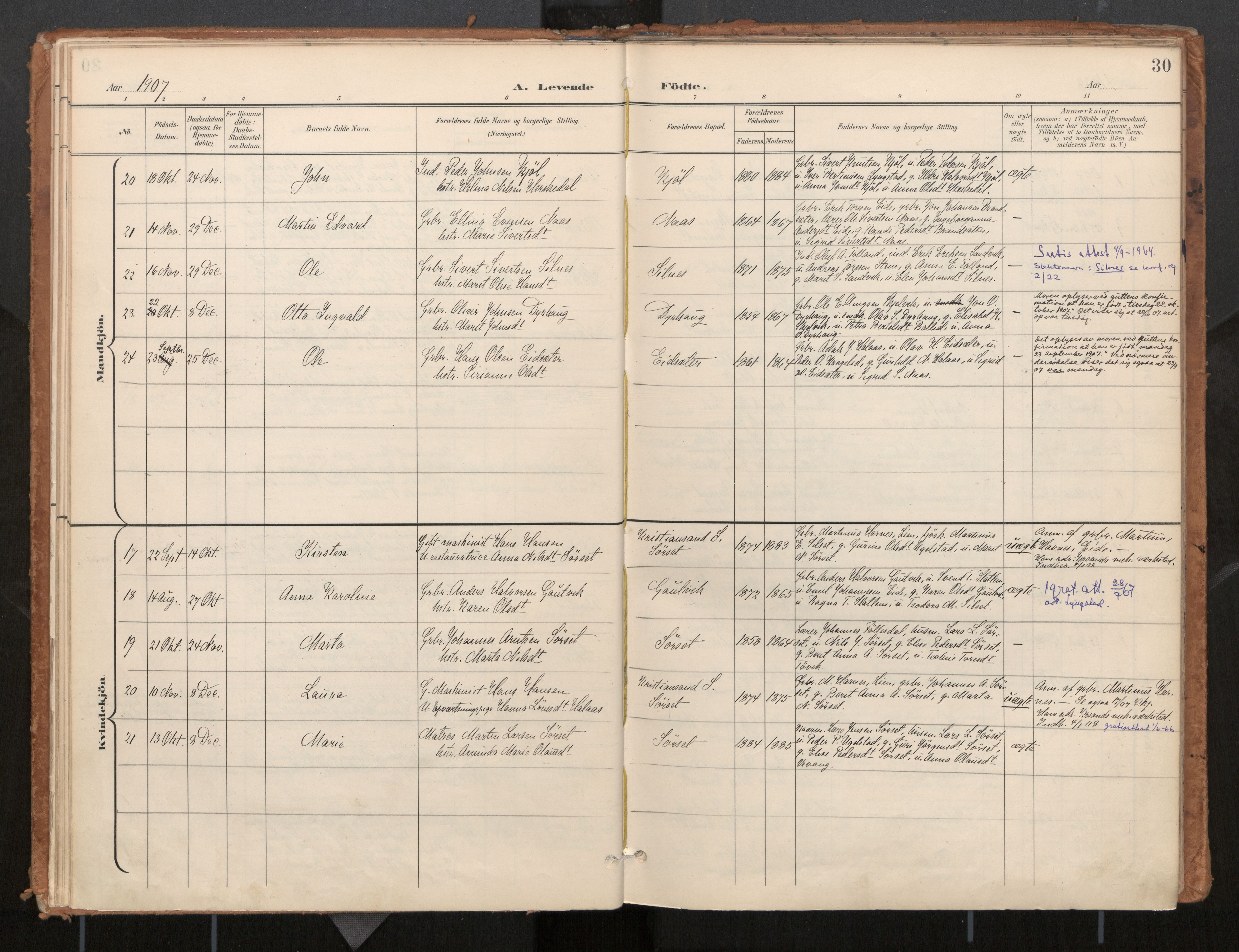 Ministerialprotokoller, klokkerbøker og fødselsregistre - Møre og Romsdal, AV/SAT-A-1454/571/L0836a: Parish register (official) no. 571A02, 1898-1910, p. 30