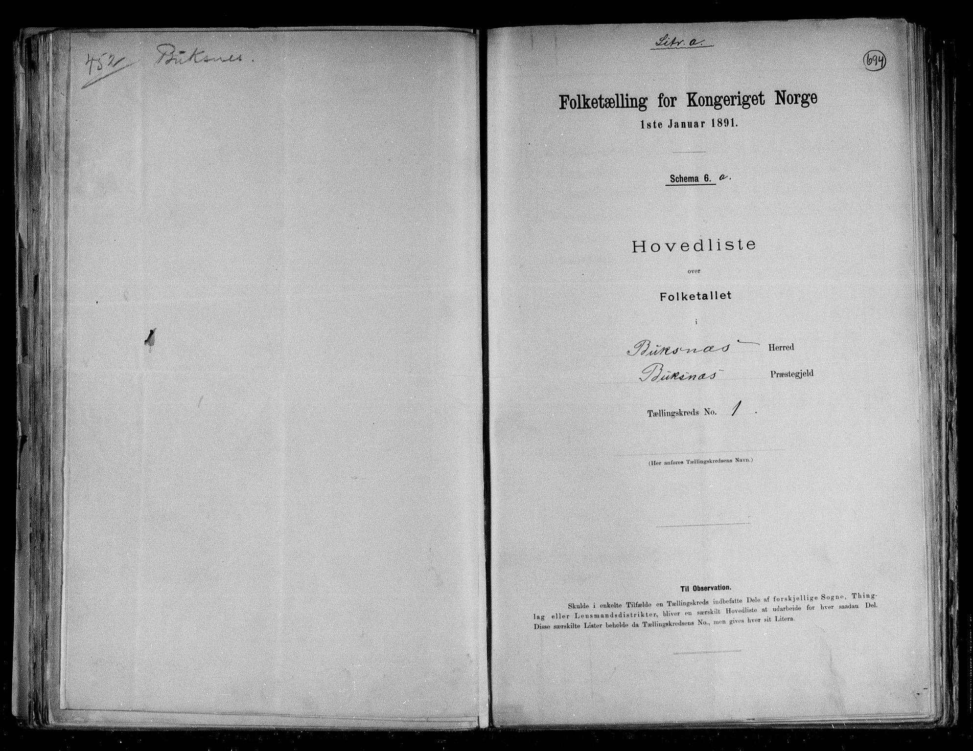 RA, 1891 census for 1860 Buksnes, 1891, p. 6