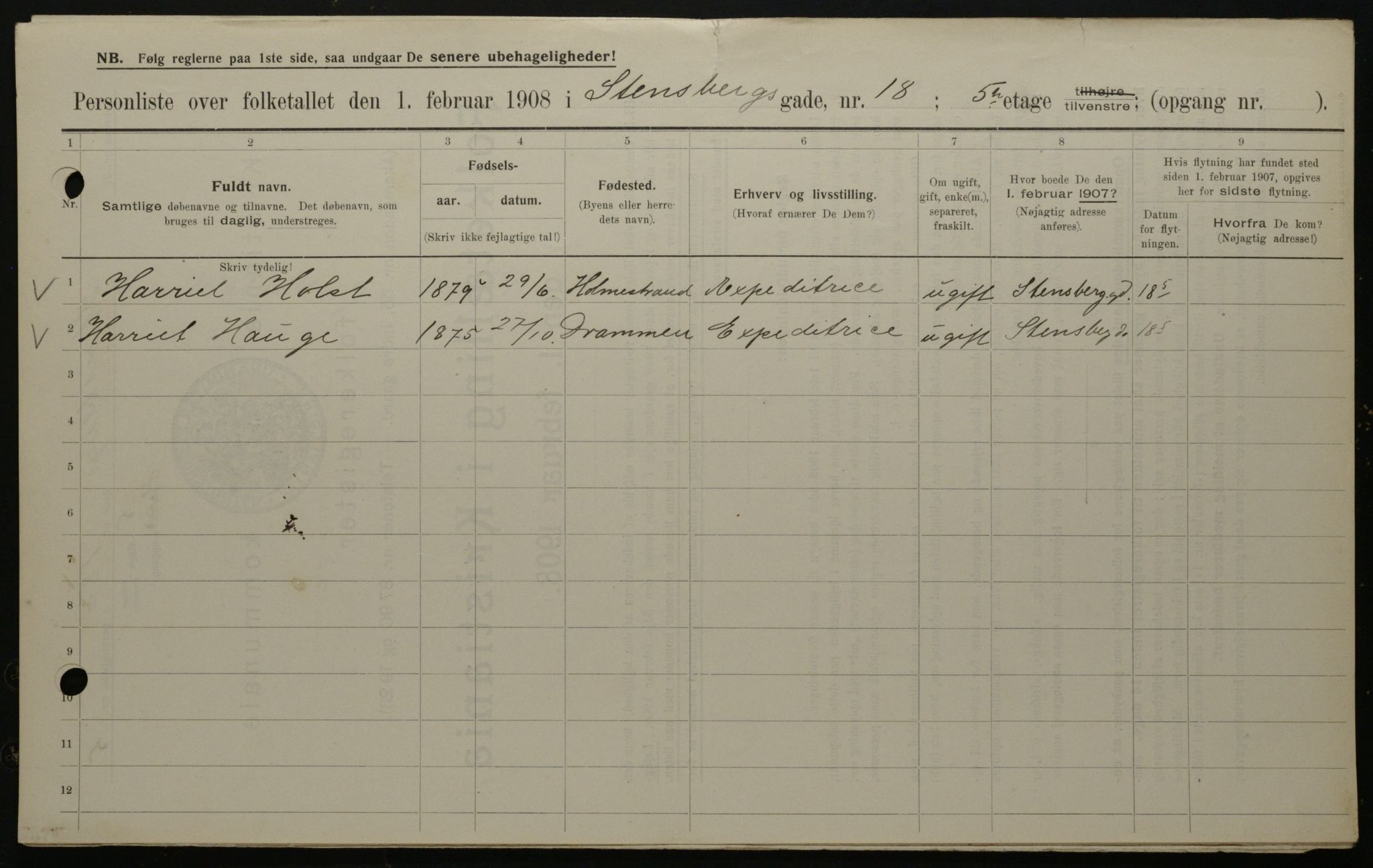 OBA, Municipal Census 1908 for Kristiania, 1908, p. 91260