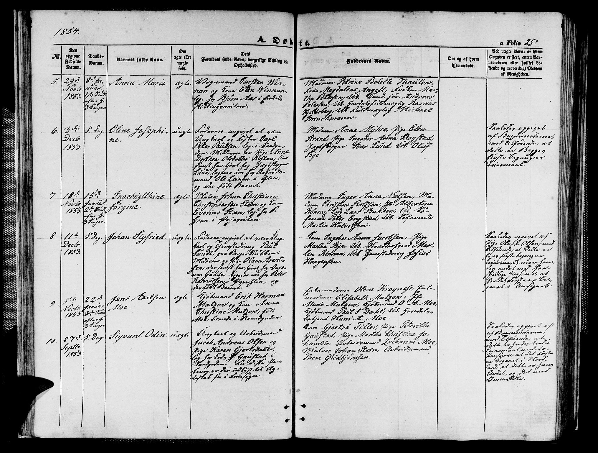 Ministerialprotokoller, klokkerbøker og fødselsregistre - Sør-Trøndelag, SAT/A-1456/602/L0138: Parish register (copy) no. 602C06, 1853-1858, p. 25