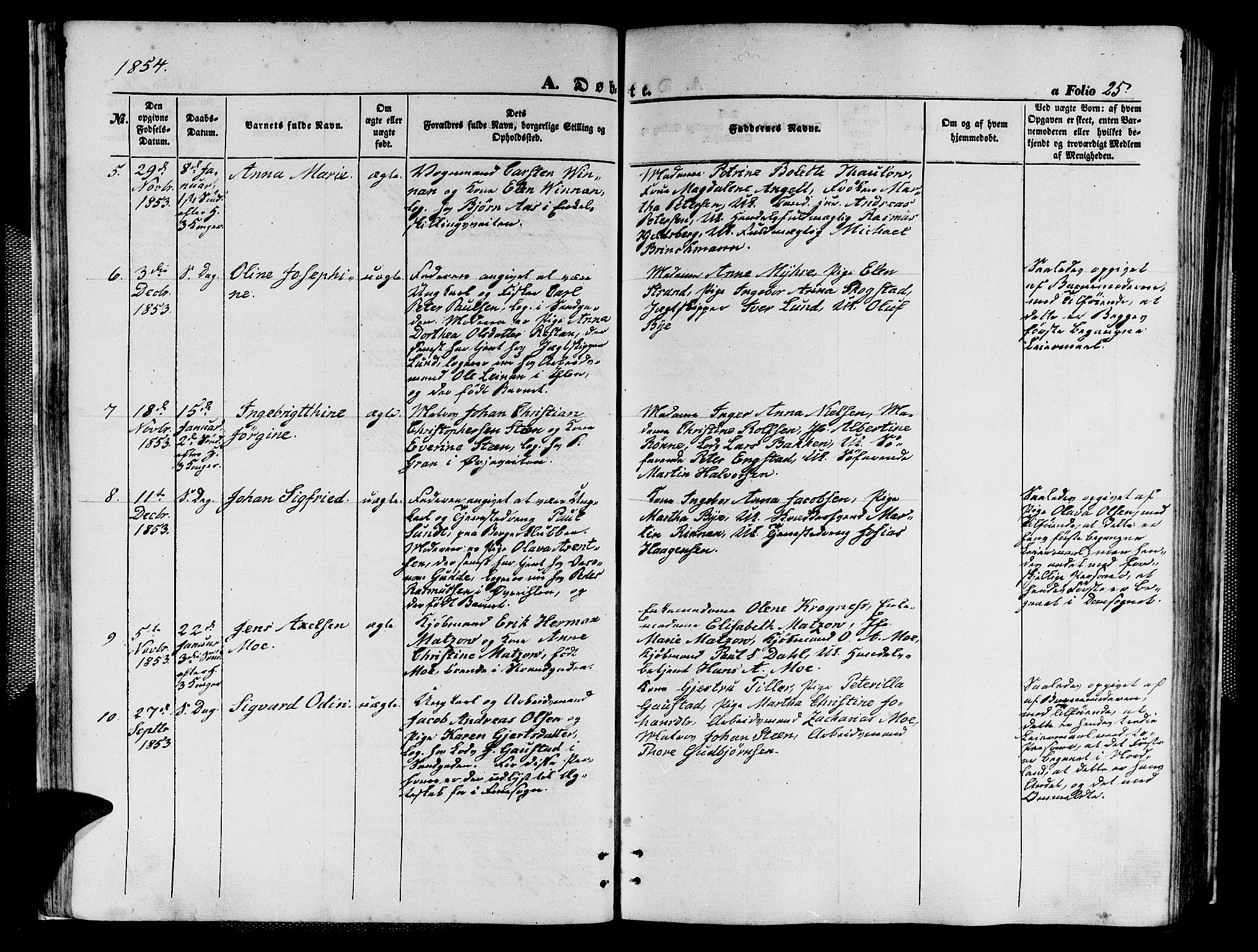 Ministerialprotokoller, klokkerbøker og fødselsregistre - Sør-Trøndelag, AV/SAT-A-1456/602/L0138: Parish register (copy) no. 602C06, 1853-1858, p. 25