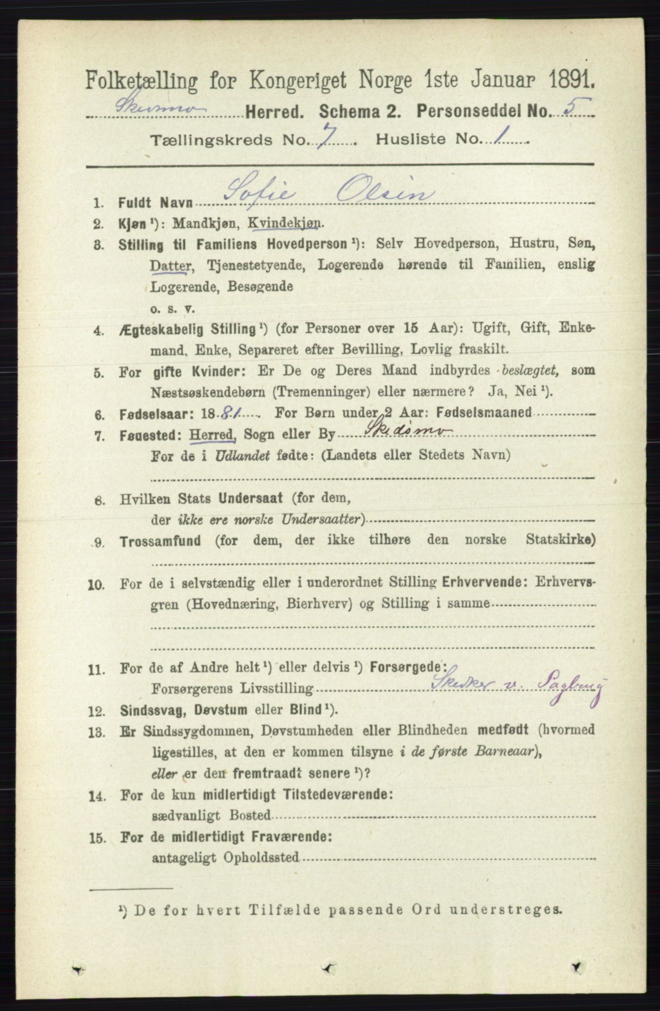 RA, 1891 census for 0231 Skedsmo, 1891, p. 3340