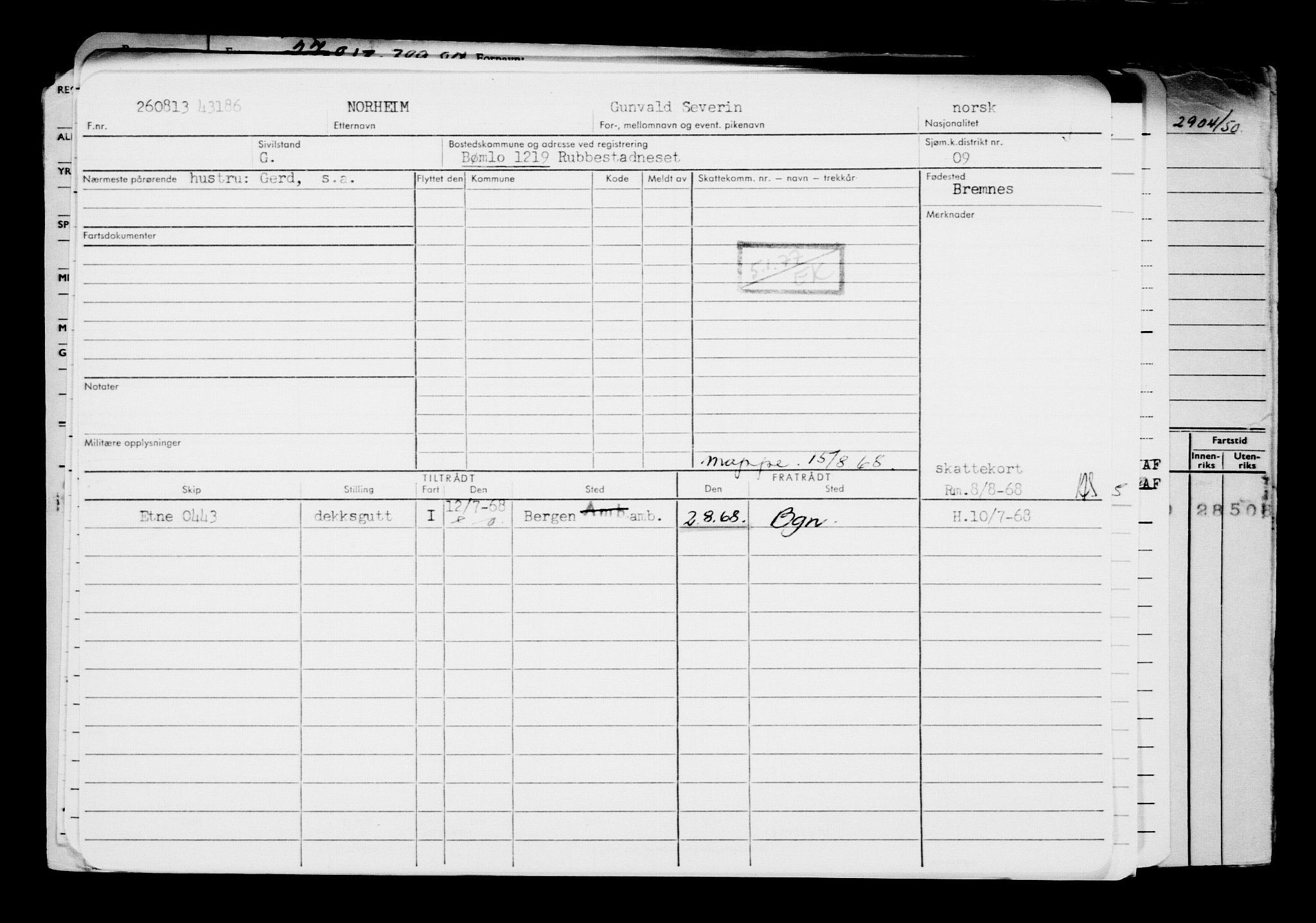 Direktoratet for sjømenn, AV/RA-S-3545/G/Gb/L0114: Hovedkort, 1913, p. 905