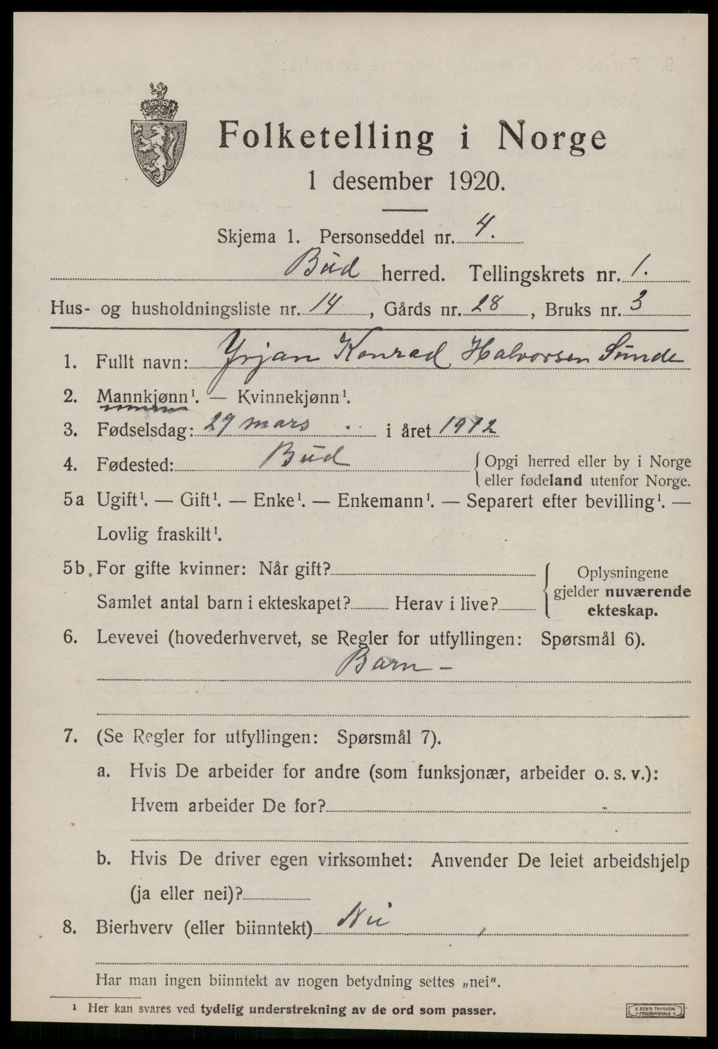 SAT, 1920 census for Bud, 1920, p. 726