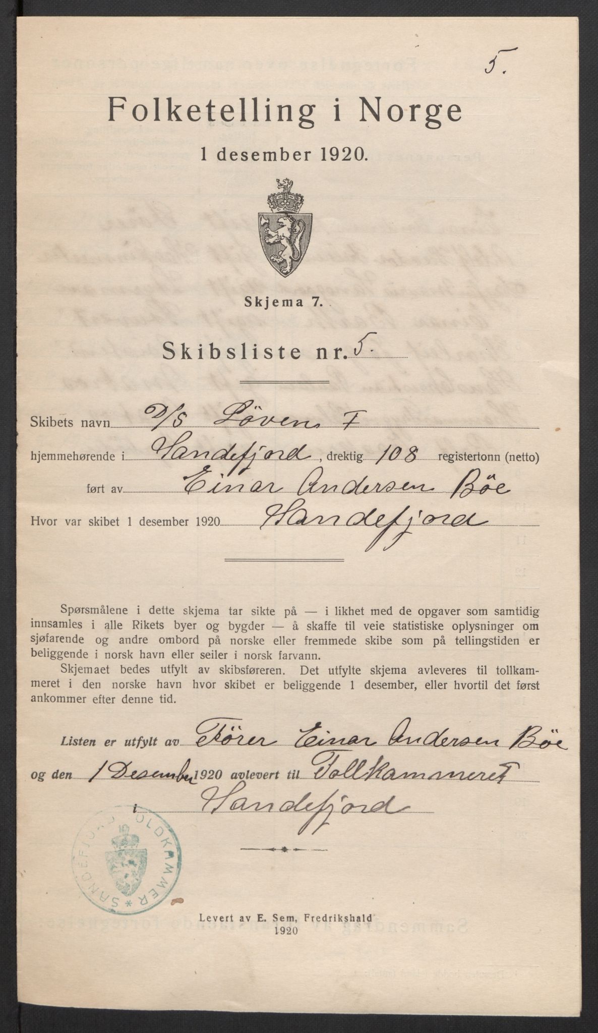 SAKO, 1920 census for Sandefjord, 1920, p. 15718