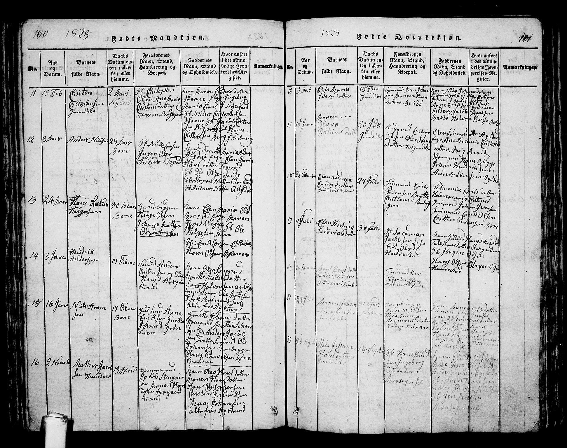 Borre kirkebøker, SAKO/A-338/G/Ga/L0001: Parish register (copy) no. I 1, 1815-1851, p. 100-101