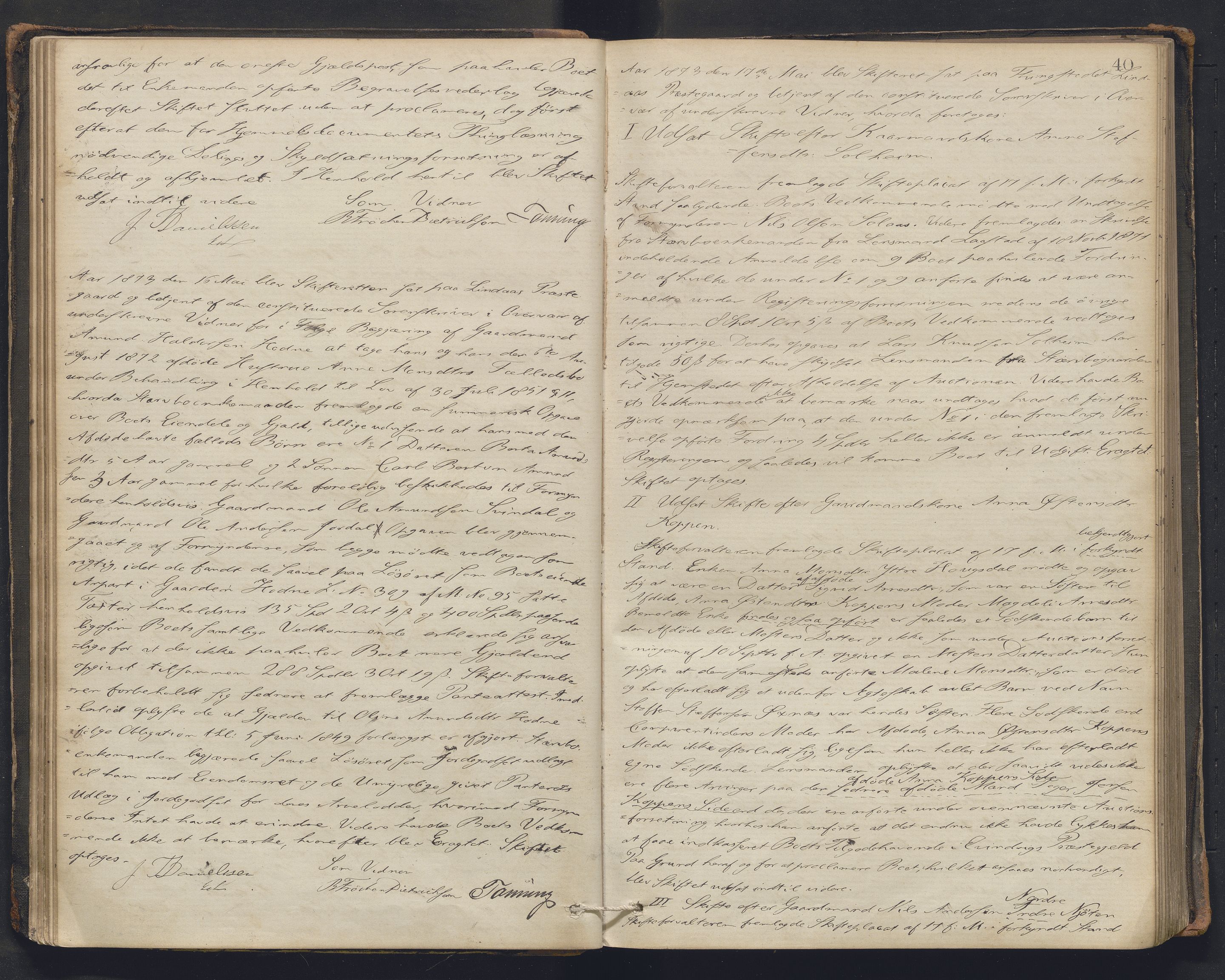 Nordhordland sorenskrivar, AV/SAB-A-2901/1/H/Hc/L0002: Skifteforhandlingsprotokollar, 1871-1878, p. 40