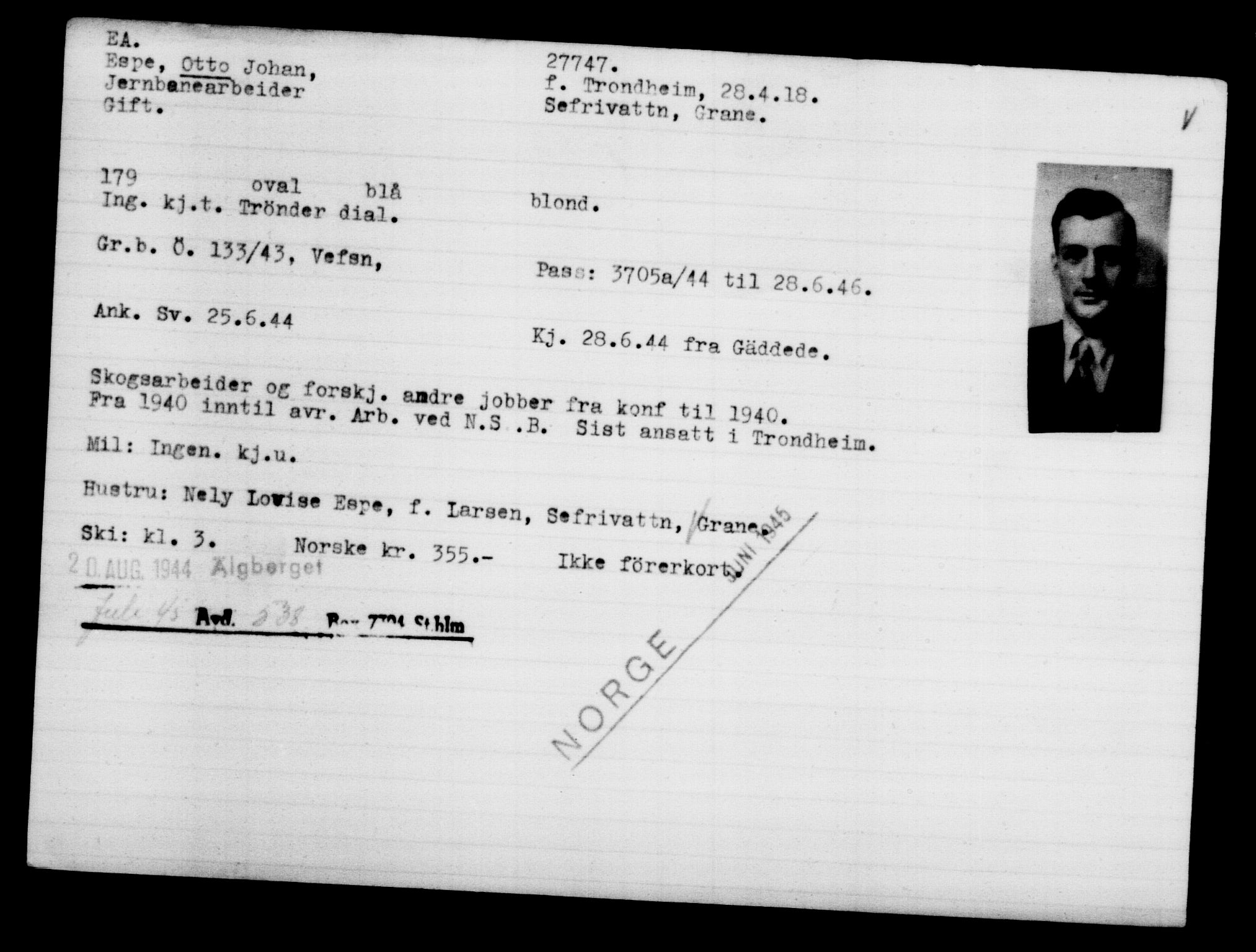 Den Kgl. Norske Legasjons Flyktningskontor, AV/RA-S-6753/V/Va/L0011: Kjesäterkartoteket.  Flyktningenr. 25300-28349, 1940-1945, p. 2602