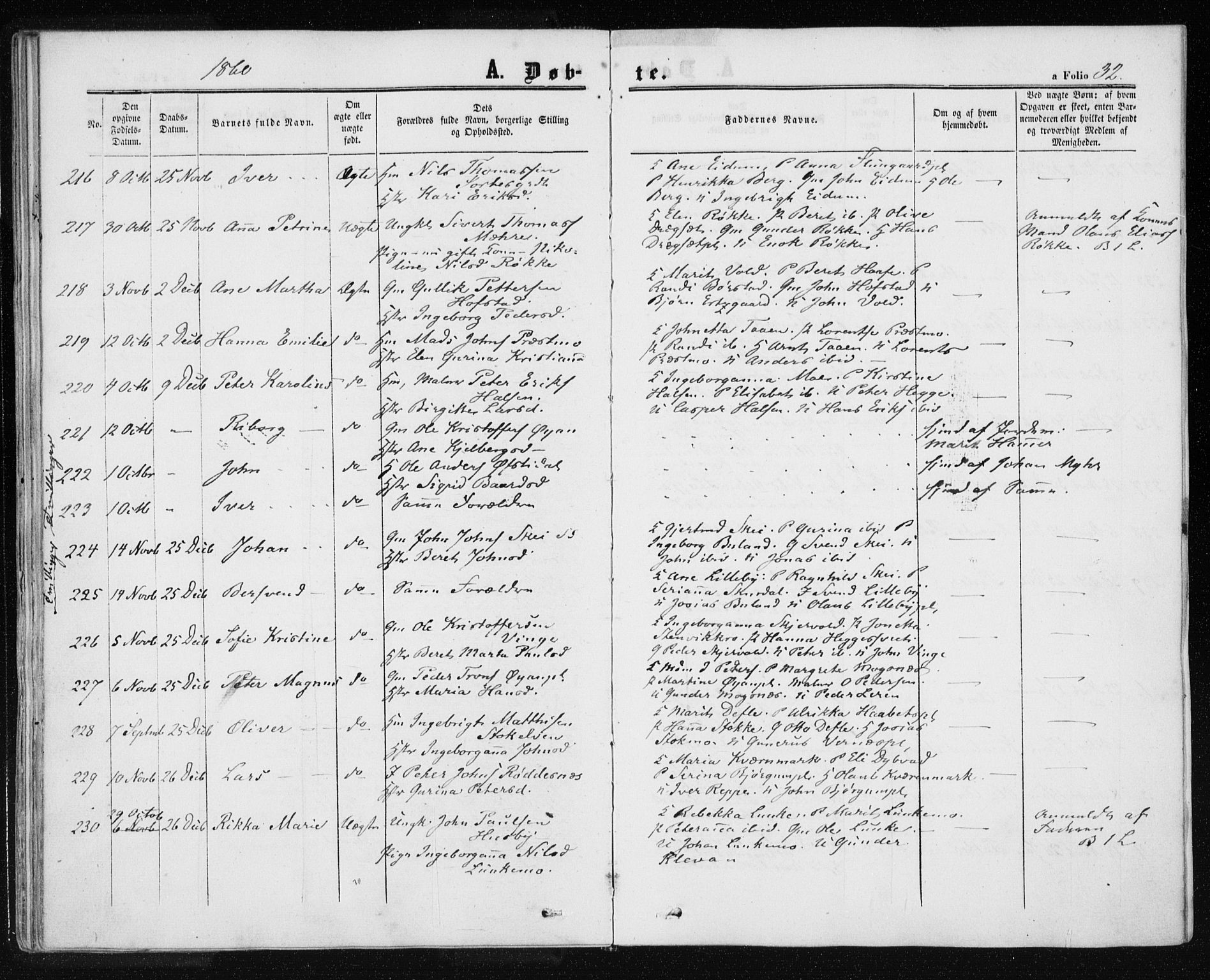 Ministerialprotokoller, klokkerbøker og fødselsregistre - Nord-Trøndelag, SAT/A-1458/709/L0075: Parish register (official) no. 709A15, 1859-1870, p. 32