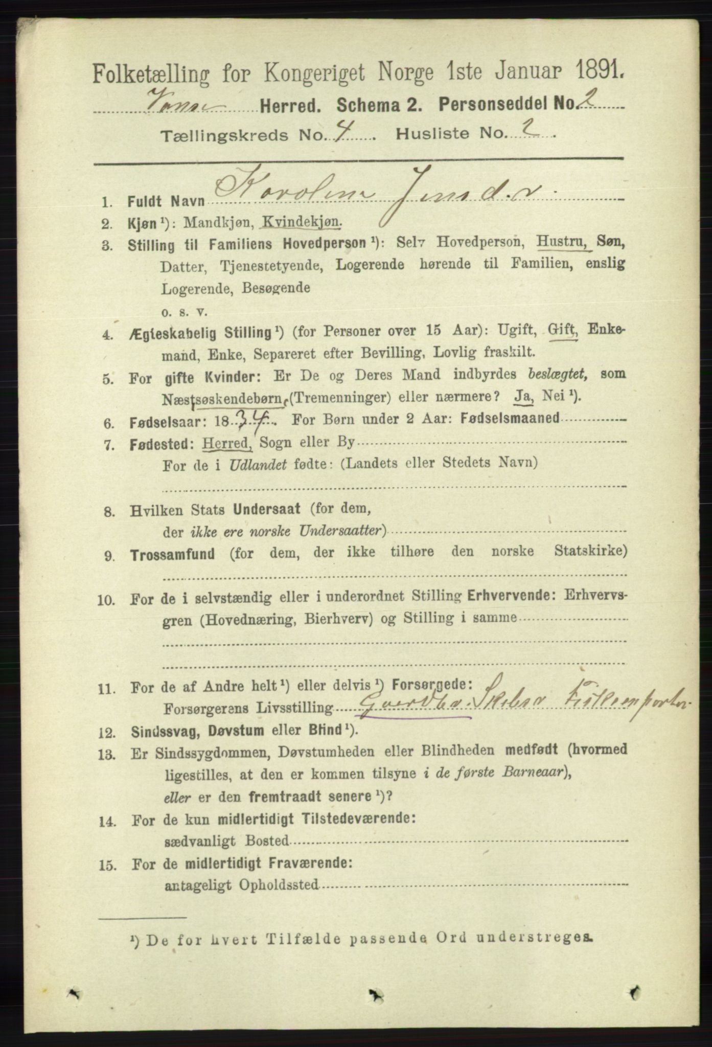 RA, 1891 census for 1041 Vanse, 1891, p. 2148