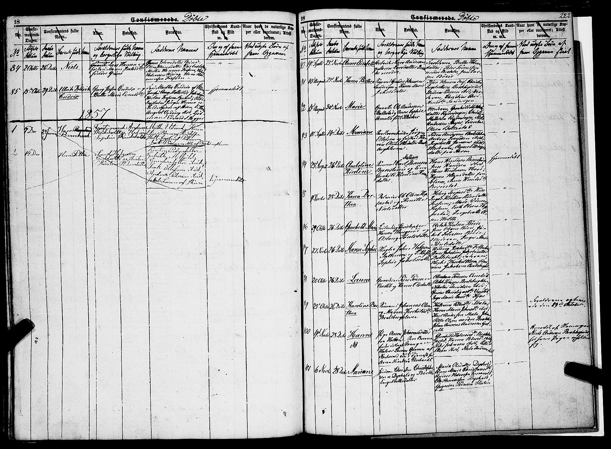 Gjerpen kirkebøker, AV/SAKO-A-265/F/Fa/L0007a: Parish register (official) no. I 7A, 1834-1857, p. 222