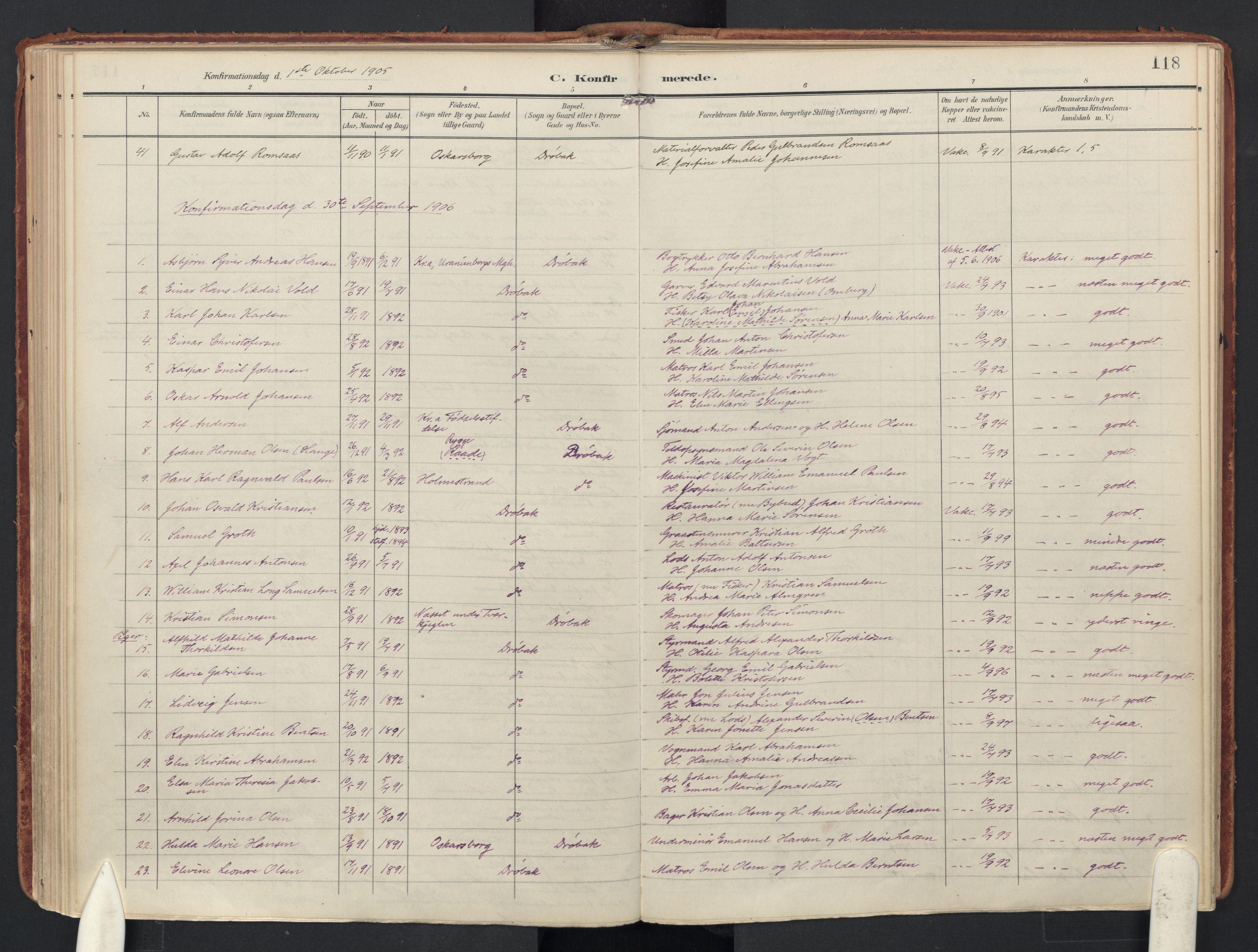 Drøbak prestekontor Kirkebøker, SAO/A-10142a/F/Fb/L0003: Parish register (official) no. II 3, 1897-1918, p. 118