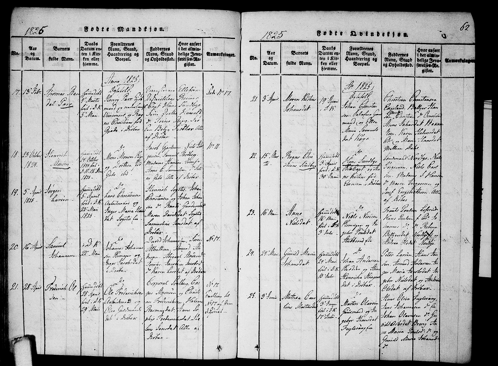 Drøbak prestekontor Kirkebøker, SAO/A-10142a/F/Fa/L0001: Parish register (official) no. I 1, 1816-1842, p. 62