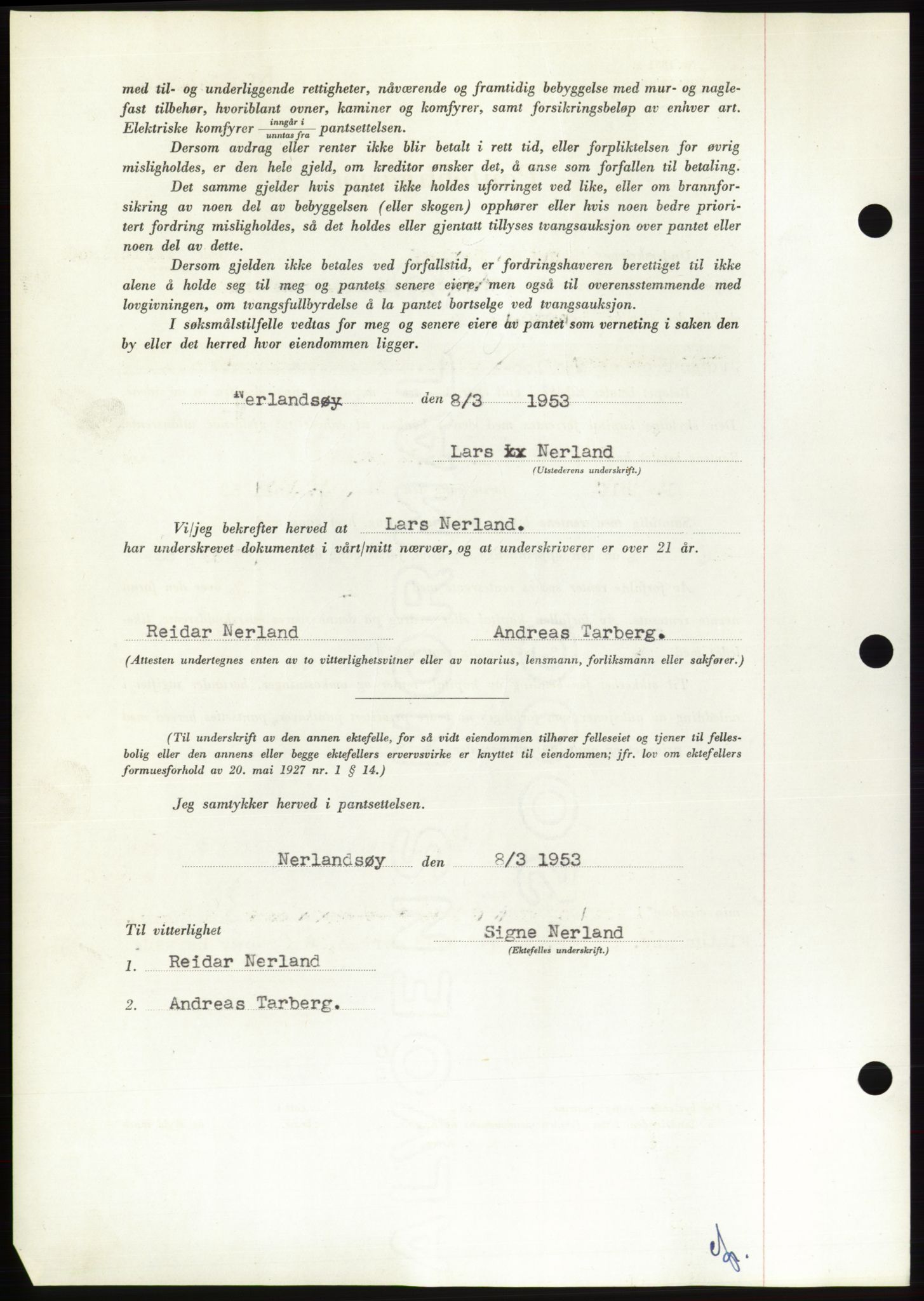 Søre Sunnmøre sorenskriveri, SAT/A-4122/1/2/2C/L0123: Mortgage book no. 11B, 1953-1953, Diary no: : 592/1953