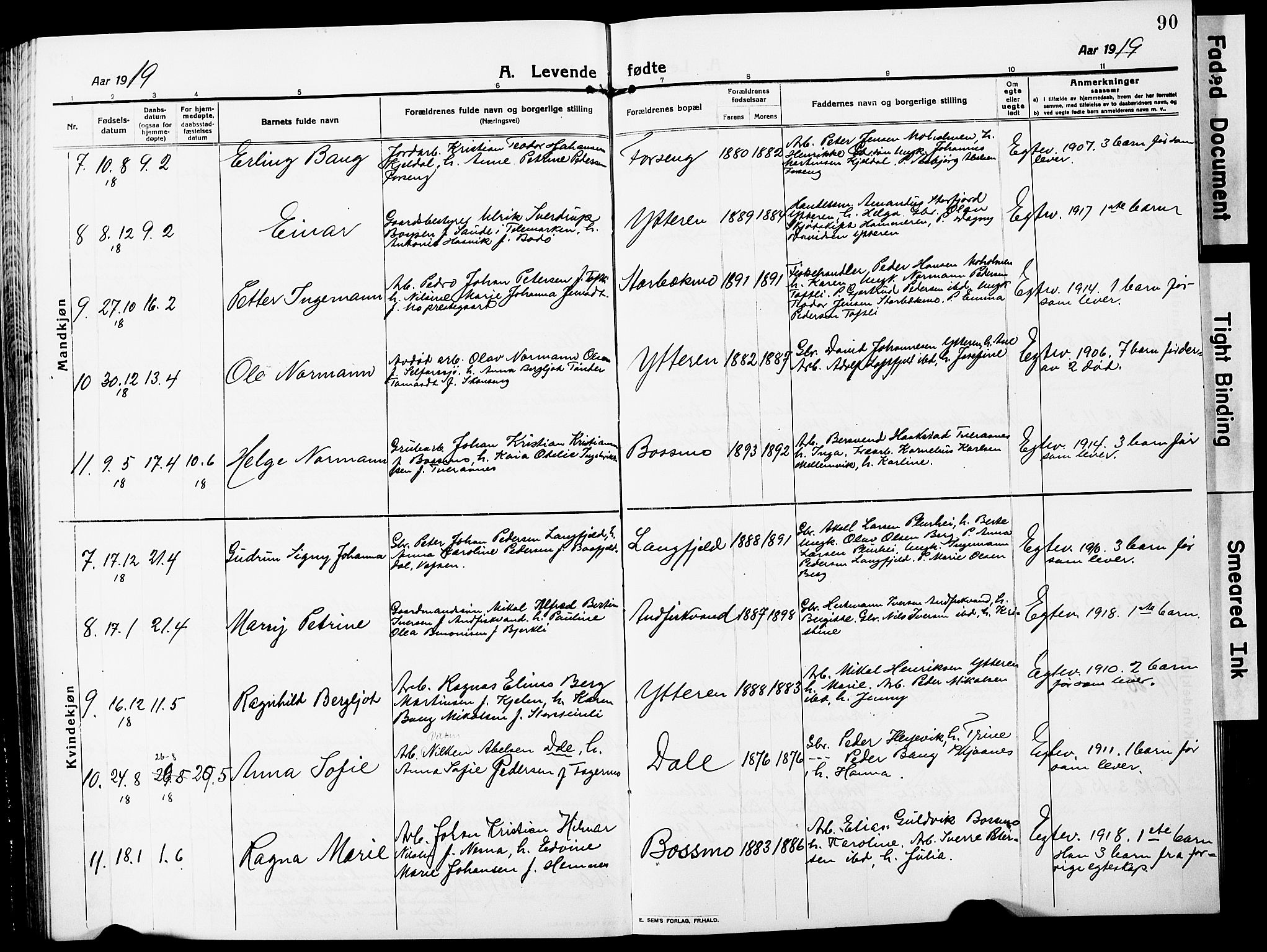 Ministerialprotokoller, klokkerbøker og fødselsregistre - Nordland, AV/SAT-A-1459/827/L0423: Parish register (copy) no. 827C12, 1912-1930, p. 90