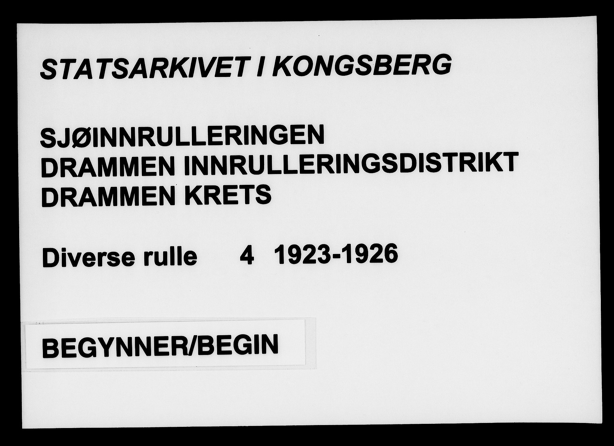 Drammen innrulleringsdistrikt, AV/SAKO-A-781/F/Fd/L0005: Midlertidige patenter, 1923-1926, p. 1