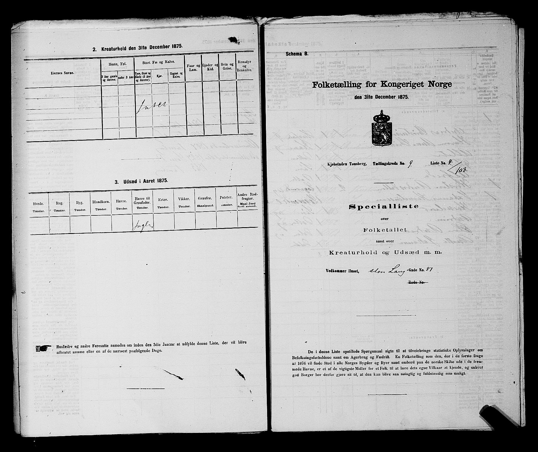 SAKO, 1875 census for 0705P Tønsberg, 1875, p. 274