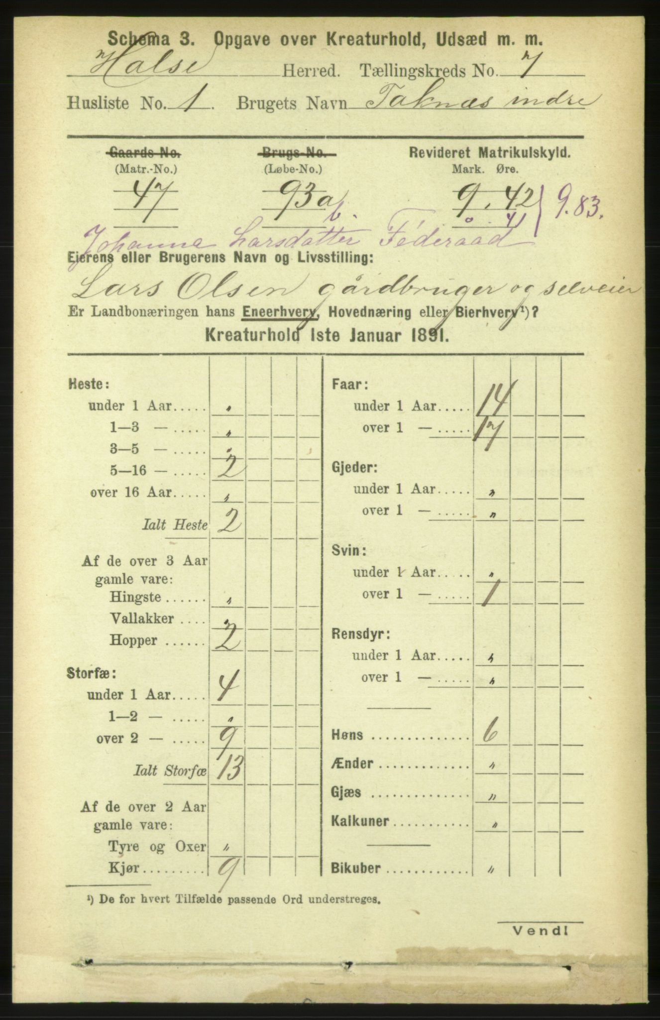 RA, 1891 census for 1571 Halsa, 1891, p. 2280