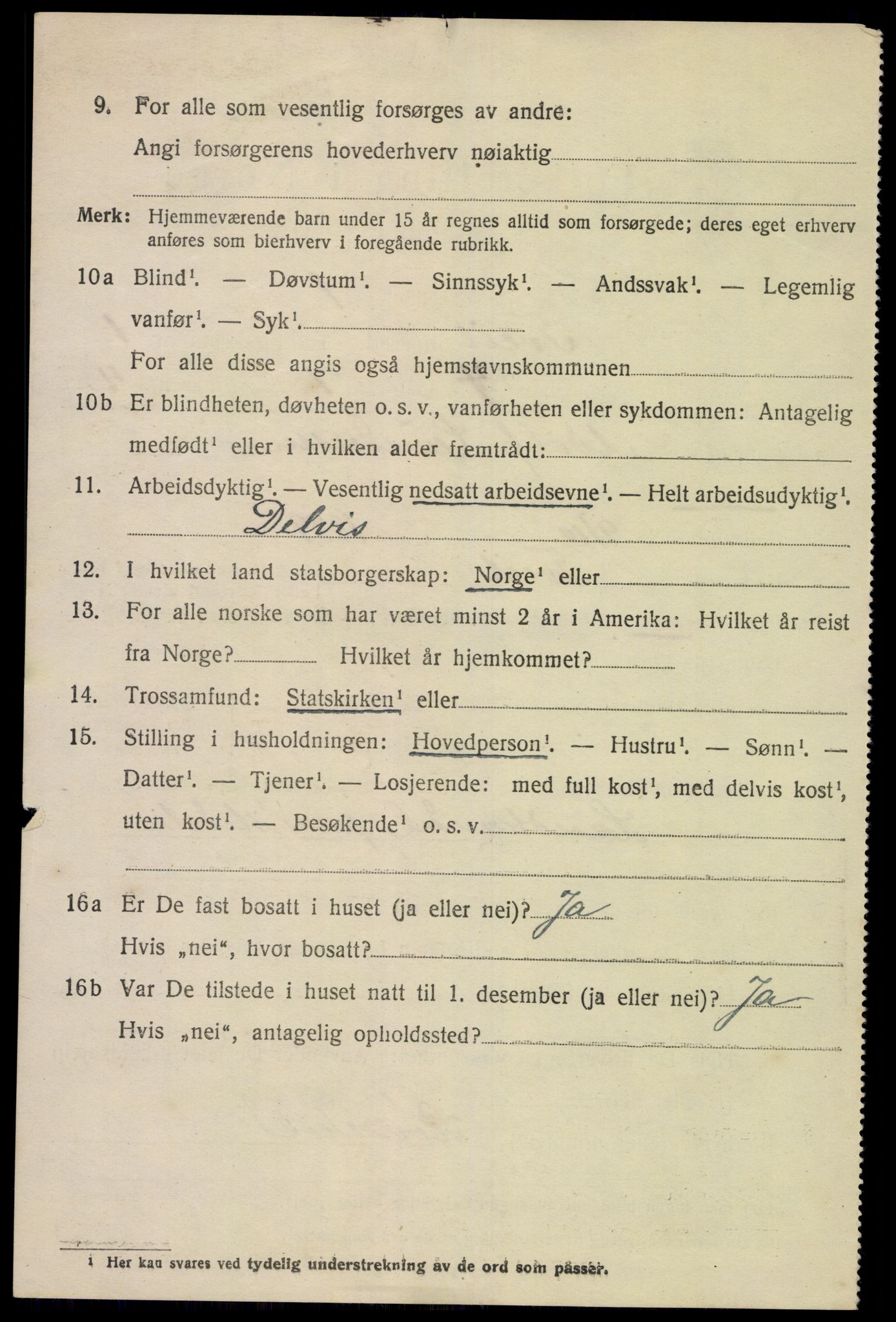 SAK, 1920 census for Tveit, 1920, p. 1213