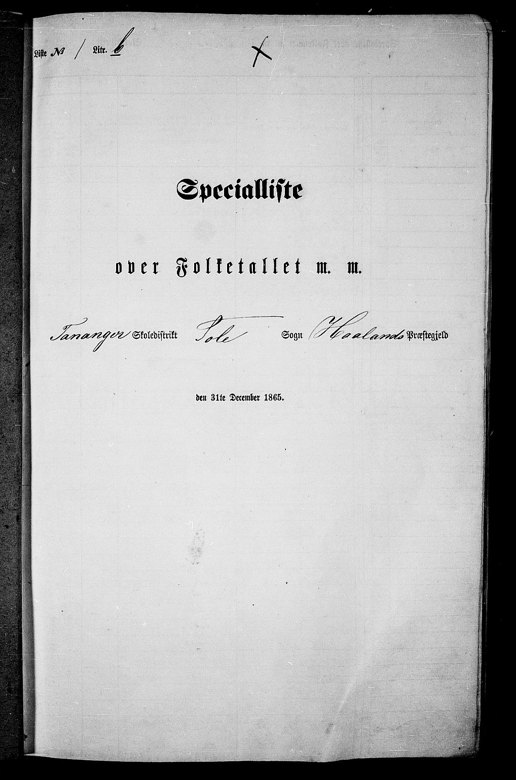 RA, 1865 census for Håland, 1865, p. 24