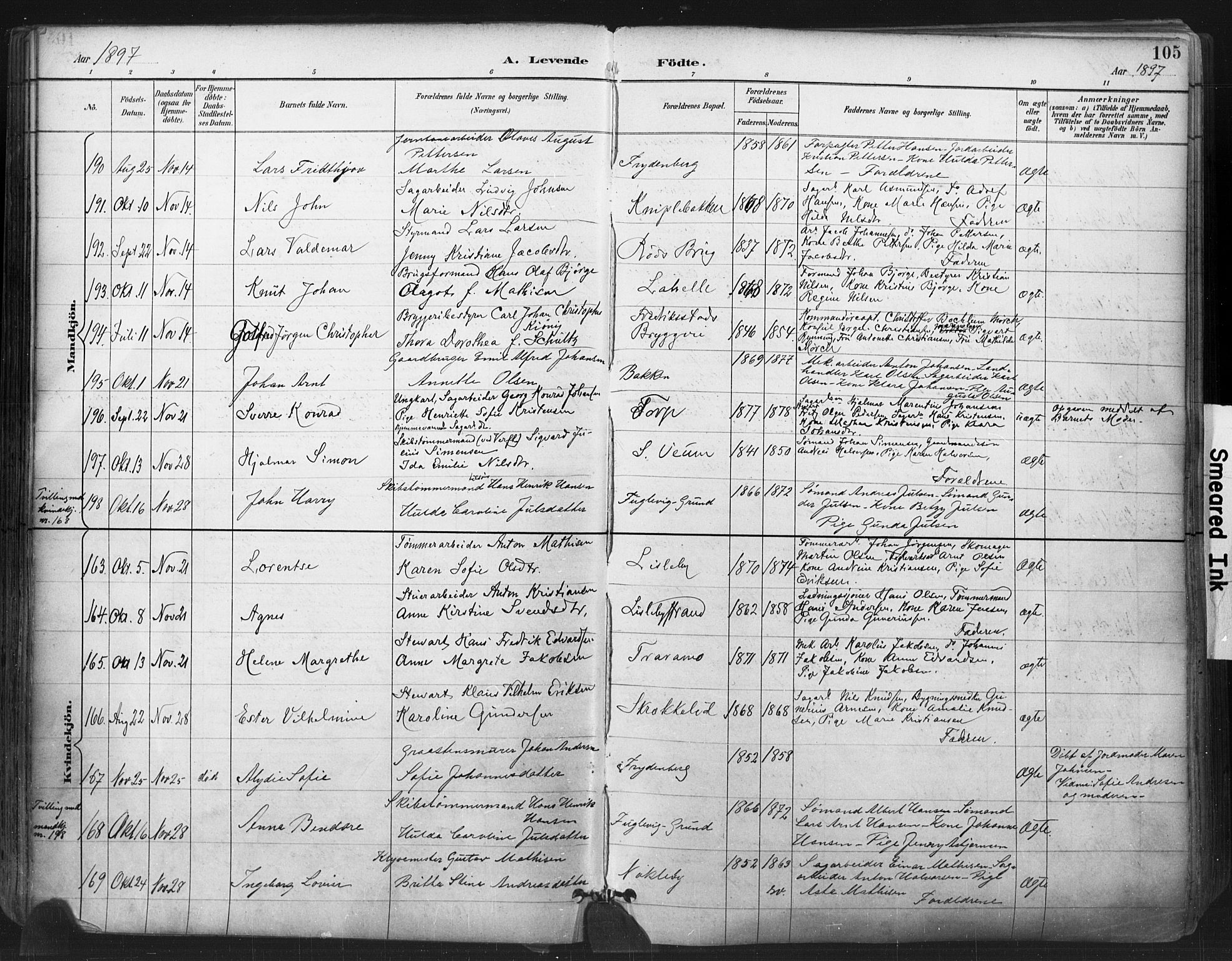 Glemmen prestekontor Kirkebøker, AV/SAO-A-10908/F/Fa/L0013: Parish register (official) no. 13, 1892-1907, p. 105