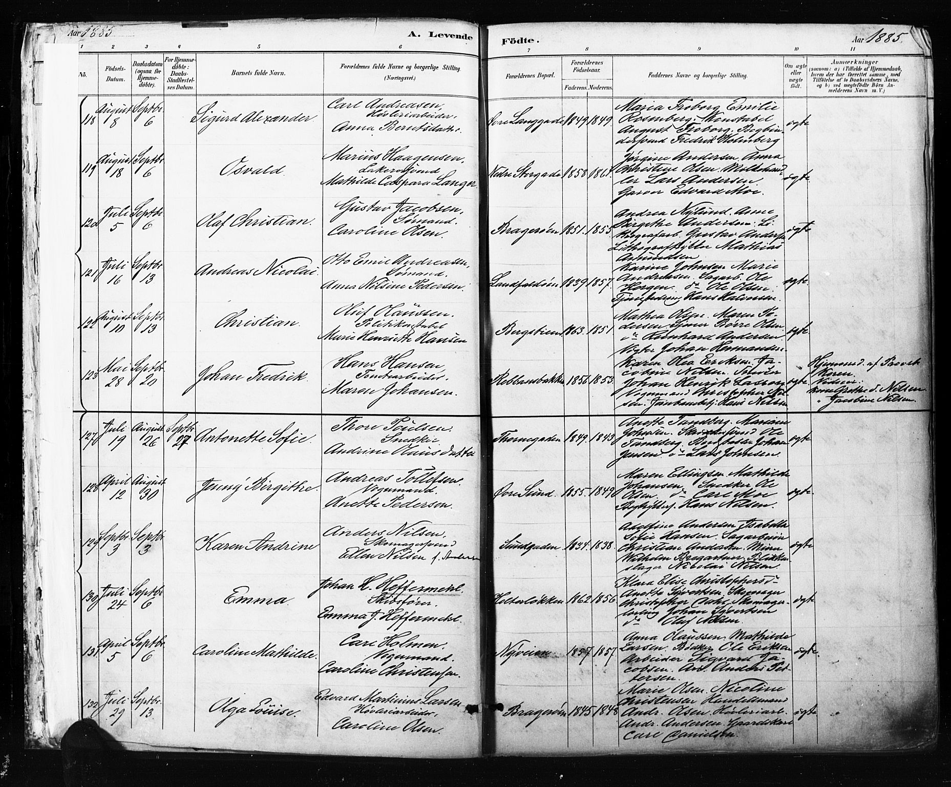 Bragernes kirkebøker, AV/SAKO-A-6/F/Fb/L0007: Parish register (official) no. II 7, 1885-1893, p. 2