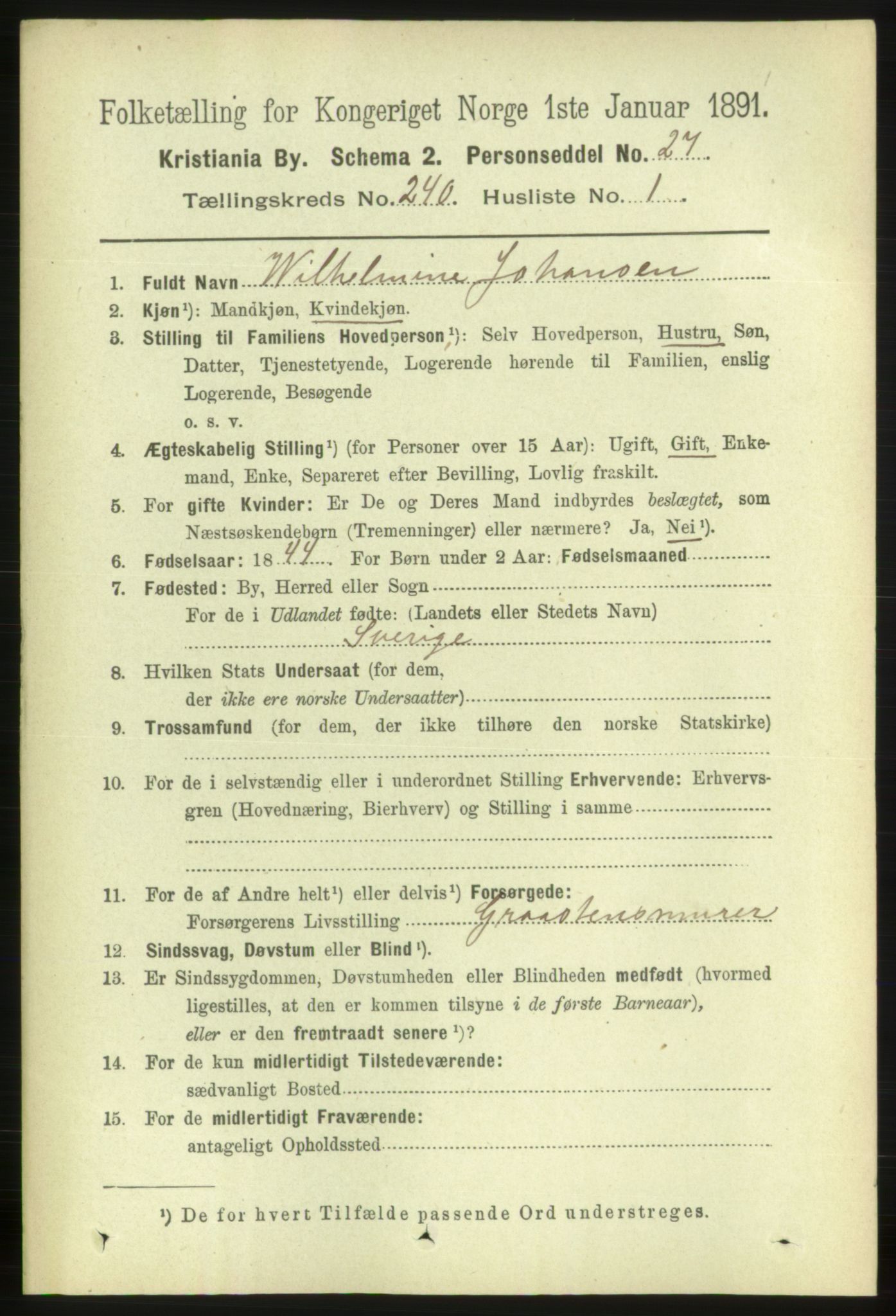 RA, 1891 census for 0301 Kristiania, 1891, p. 145904