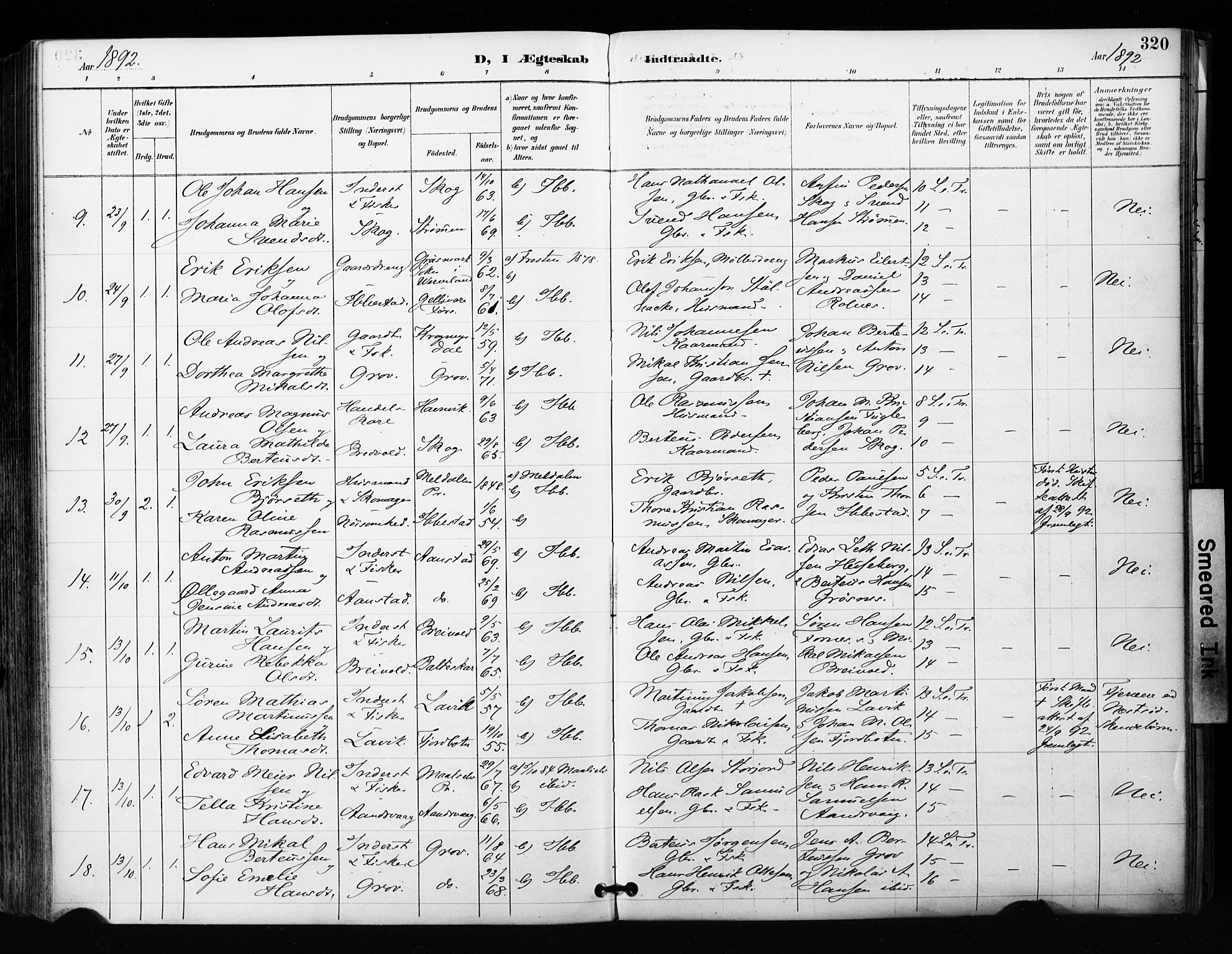 Ibestad sokneprestembete, SATØ/S-0077/H/Ha/Haa/L0012kirke: Parish register (official) no. 12, 1890-1900, p. 320