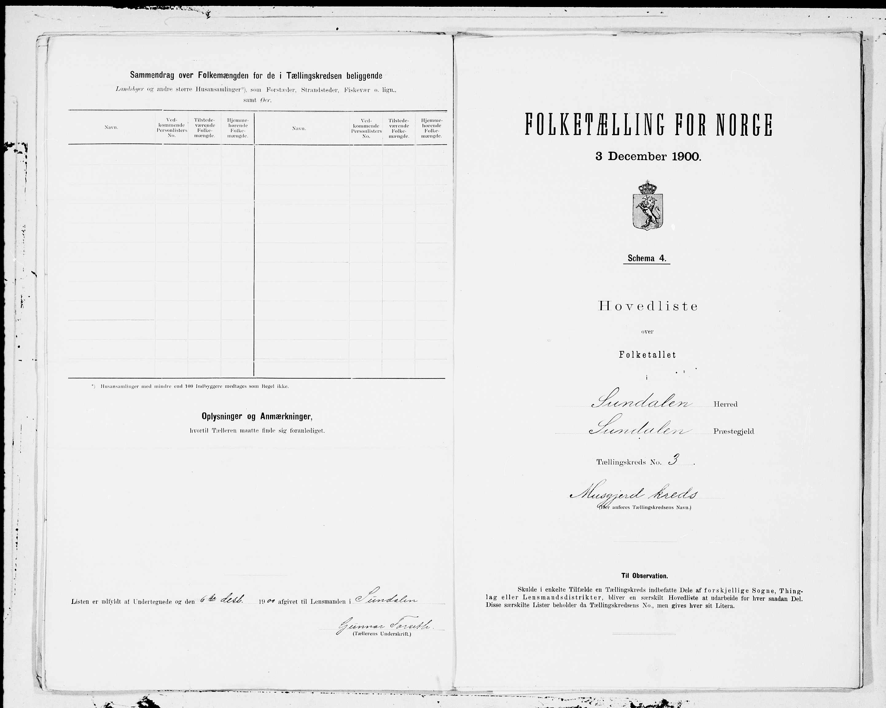 SAT, 1900 census for Sunndal, 1900, p. 6