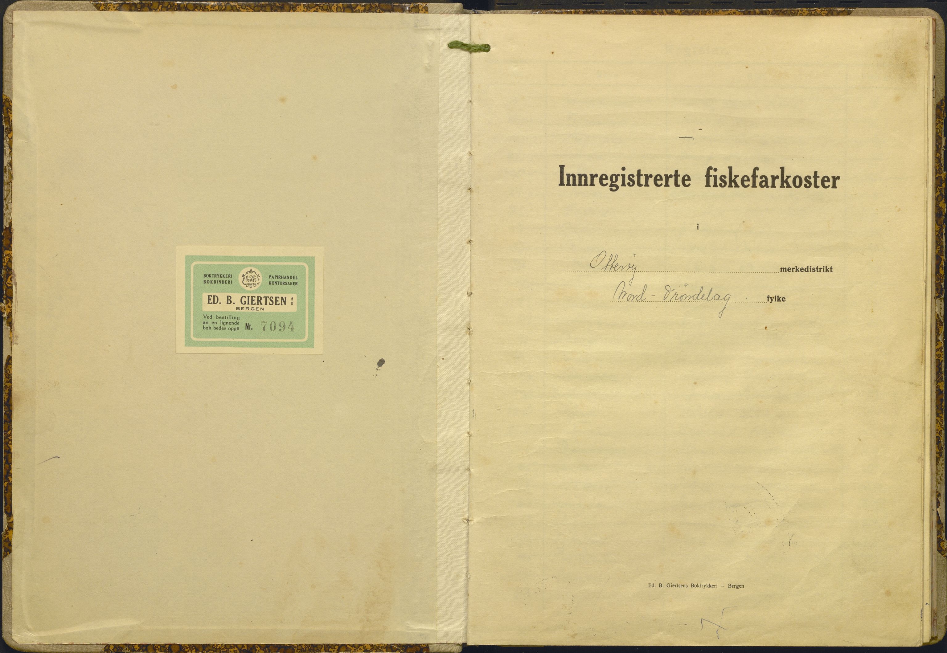 Fiskeridirektoratet - 1 Adm. ledelse - 13 Båtkontoret, AV/SAB-A-2003/I/Ia/Iad/L0039: 135.0420/3 Merkeprotokoll - Otterøy, 1947-1963