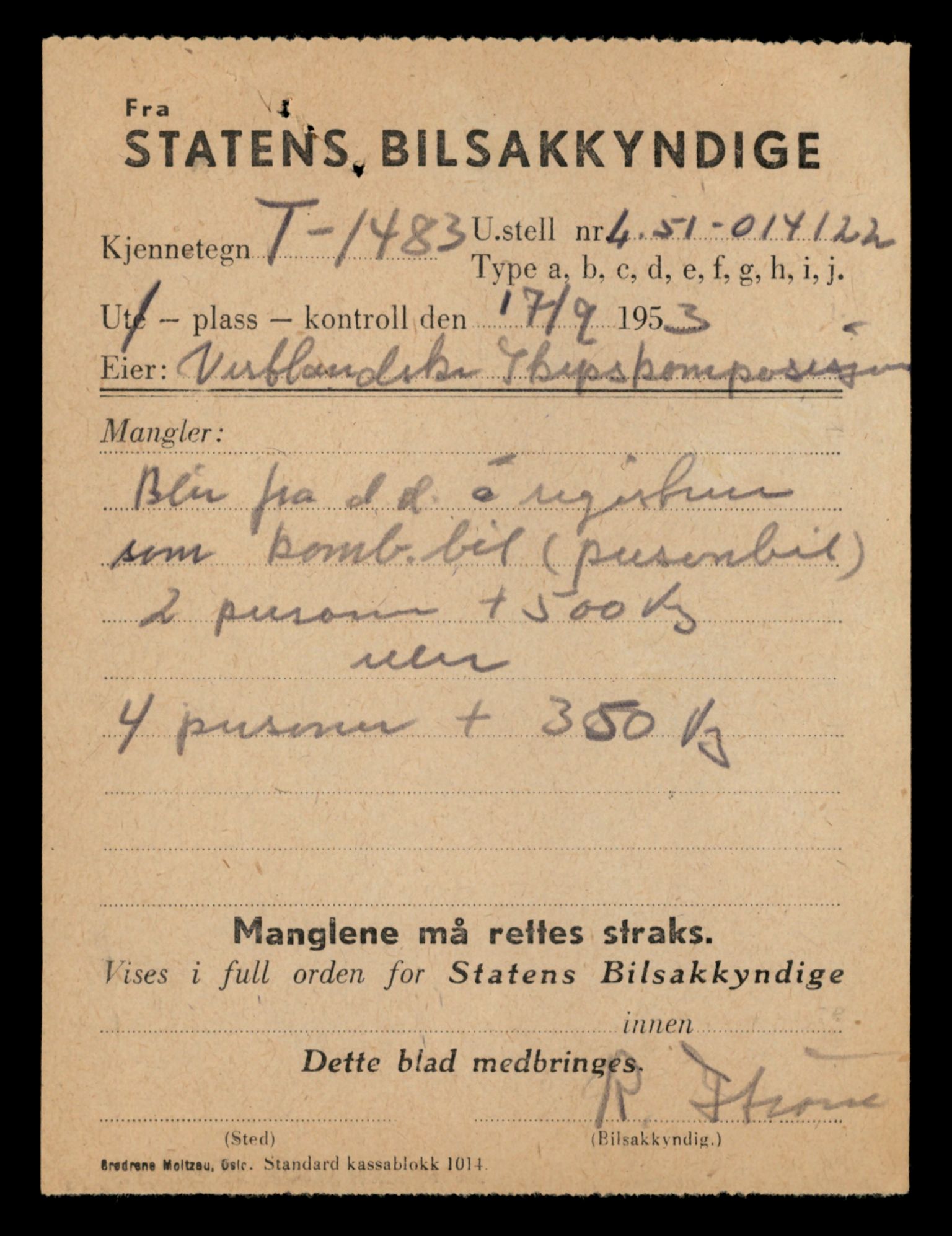 Møre og Romsdal vegkontor - Ålesund trafikkstasjon, SAT/A-4099/F/Fe/L0044: Registreringskort for kjøretøy T 14205 - T 14319, 1927-1998, p. 2489