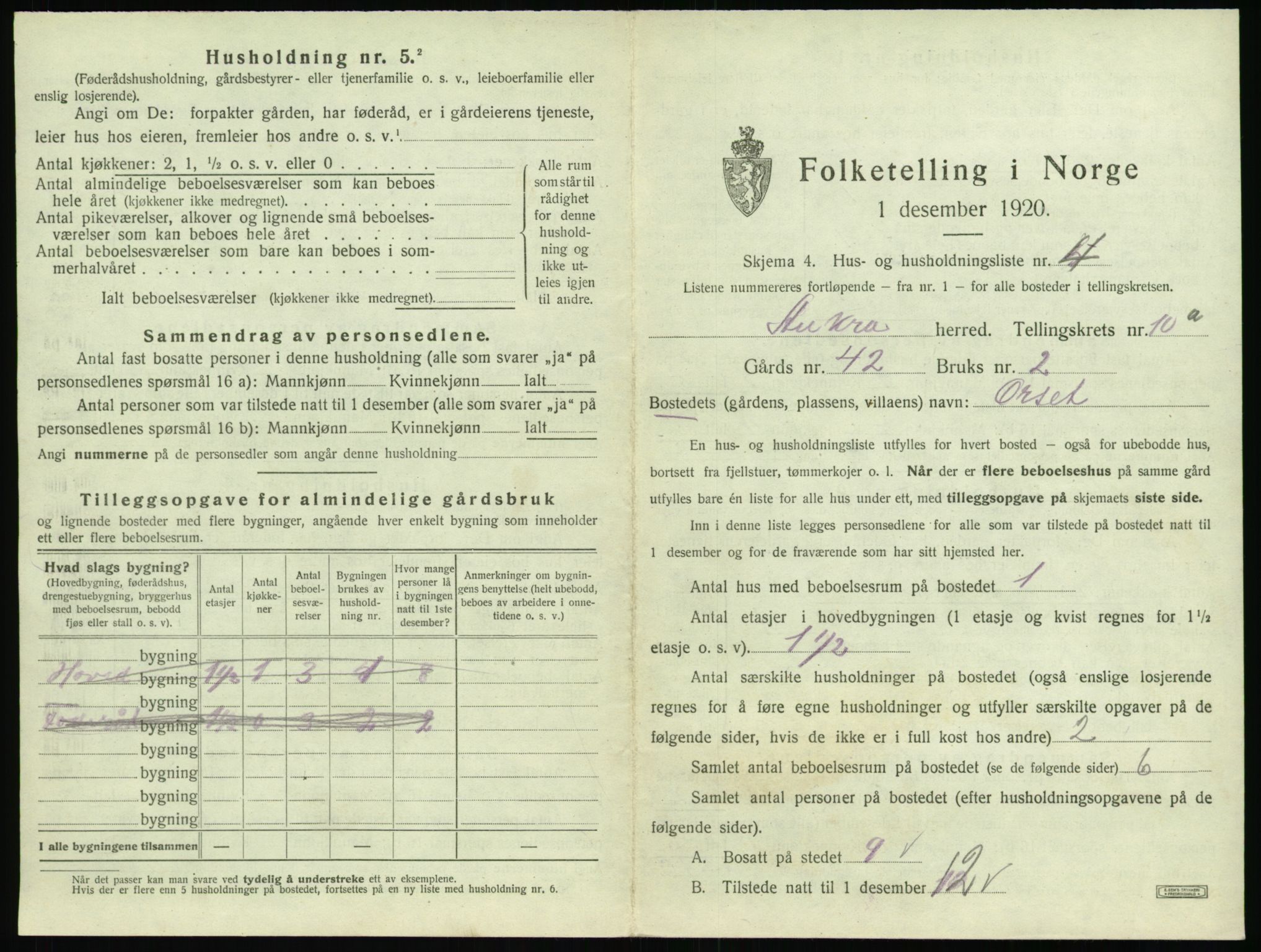 SAT, 1920 census for Aukra, 1920, p. 659