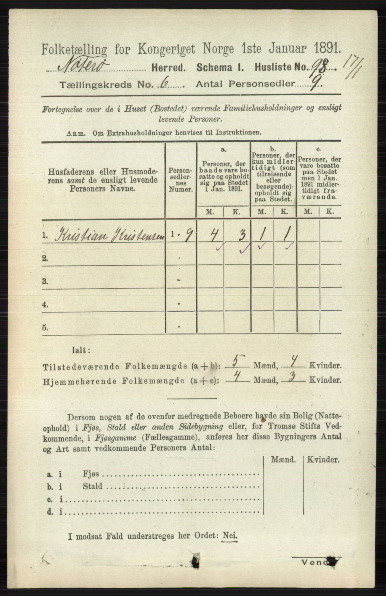 RA, 1891 census for 0722 Nøtterøy, 1891, p. 2847