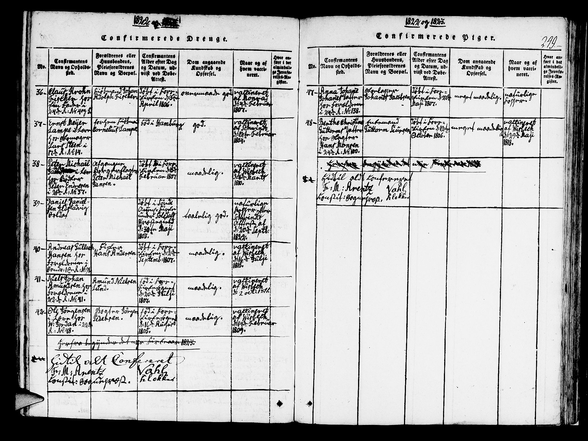 Korskirken sokneprestembete, SAB/A-76101/H/Haa/L0013: Parish register (official) no. A 13, 1815-1822, p. 249