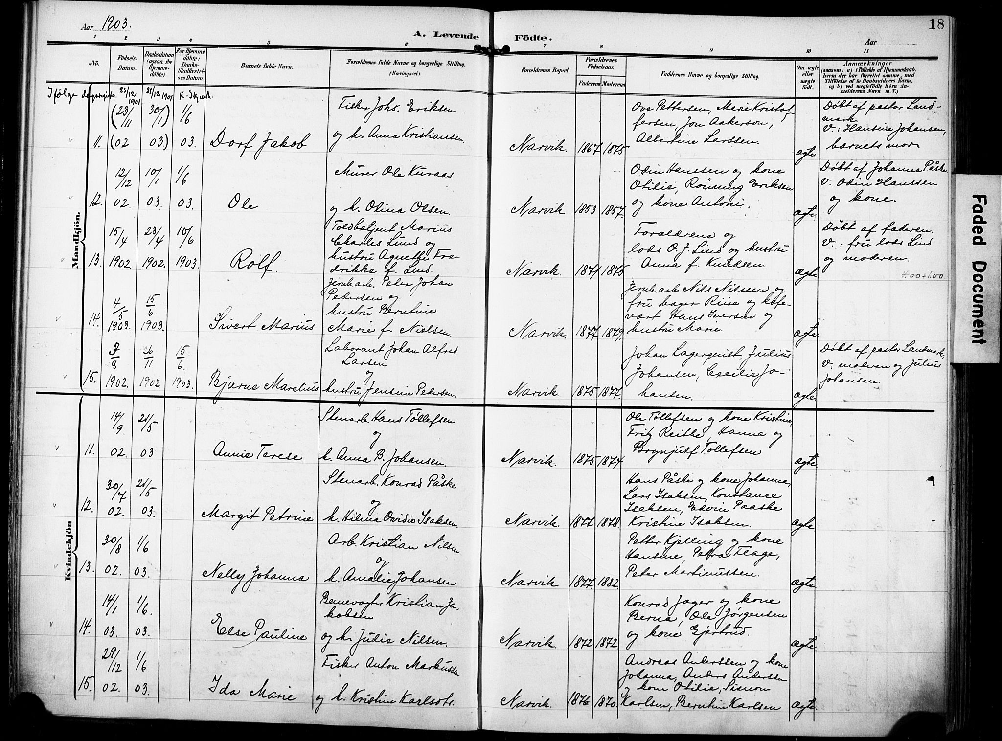 Ministerialprotokoller, klokkerbøker og fødselsregistre - Nordland, AV/SAT-A-1459/871/L0994: Parish register (official) no. 871A10, 1902-1910, p. 18
