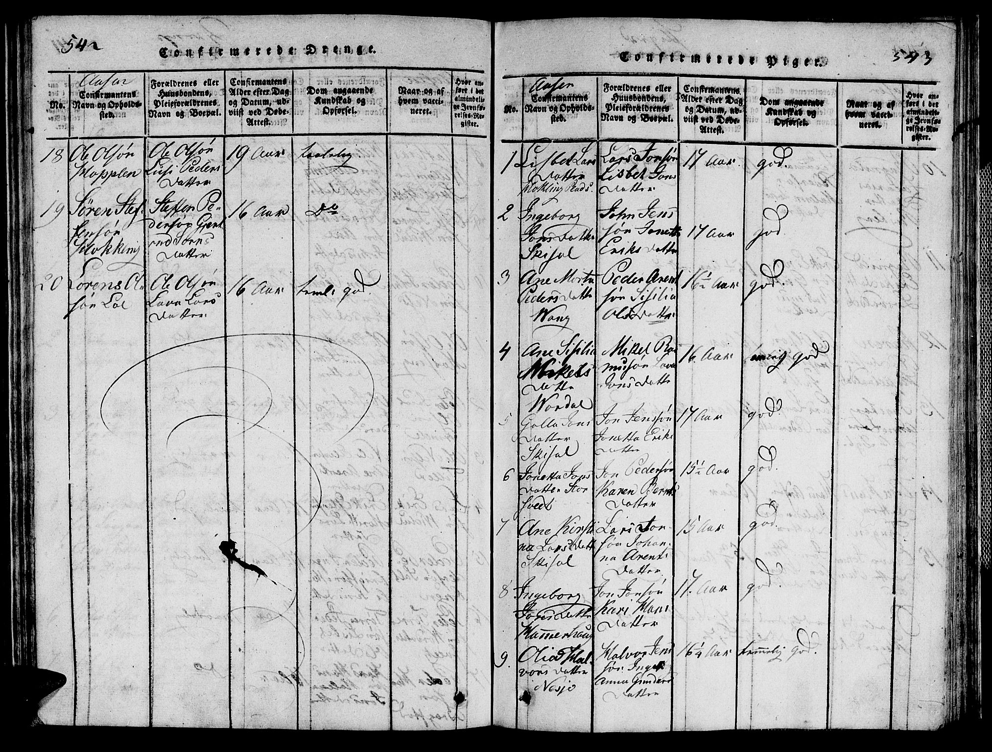 Ministerialprotokoller, klokkerbøker og fødselsregistre - Nord-Trøndelag, AV/SAT-A-1458/713/L0112: Parish register (official) no. 713A04 /2, 1817-1827, p. 542-543