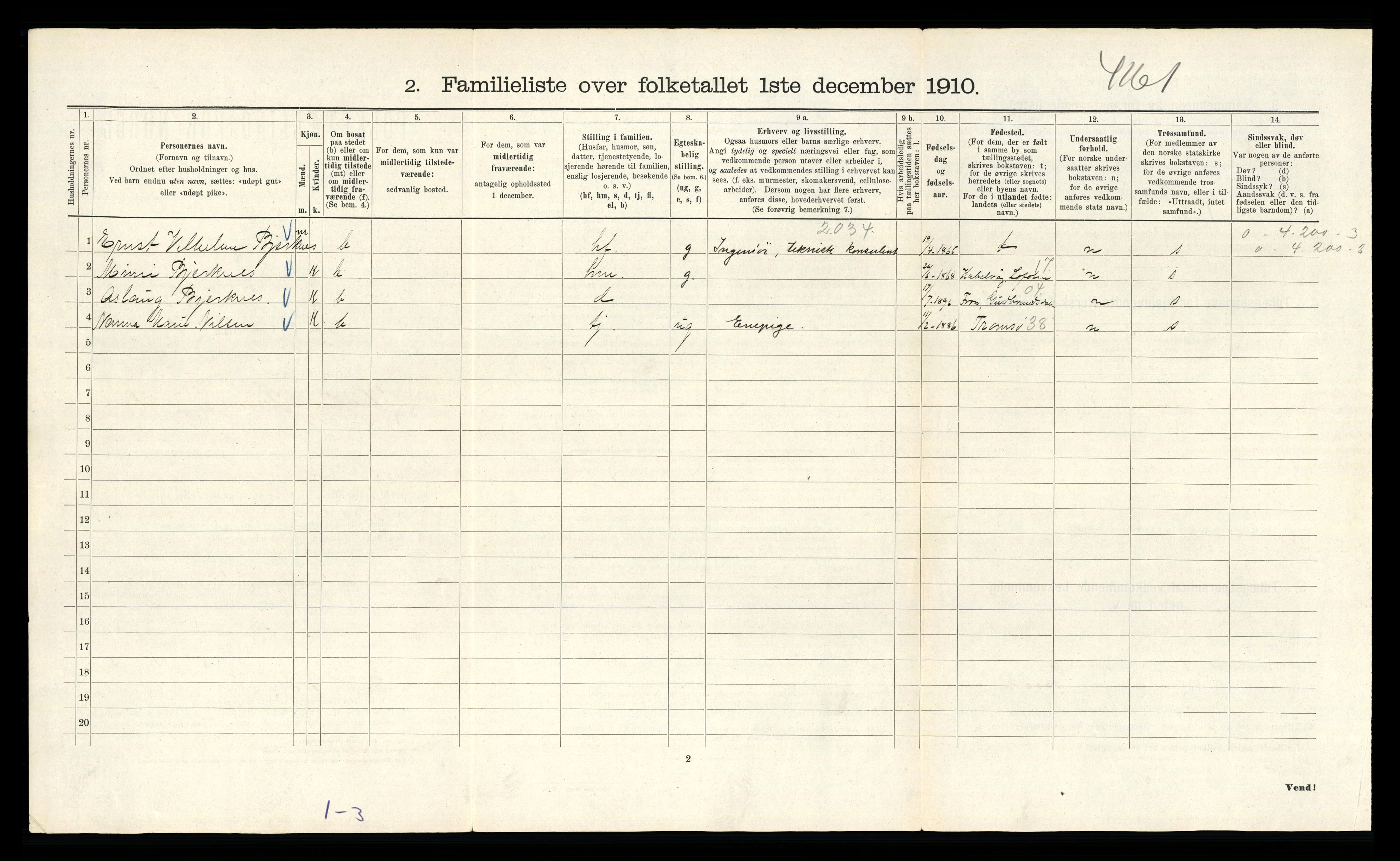 RA, 1910 census for Kristiania, 1910, p. 119458