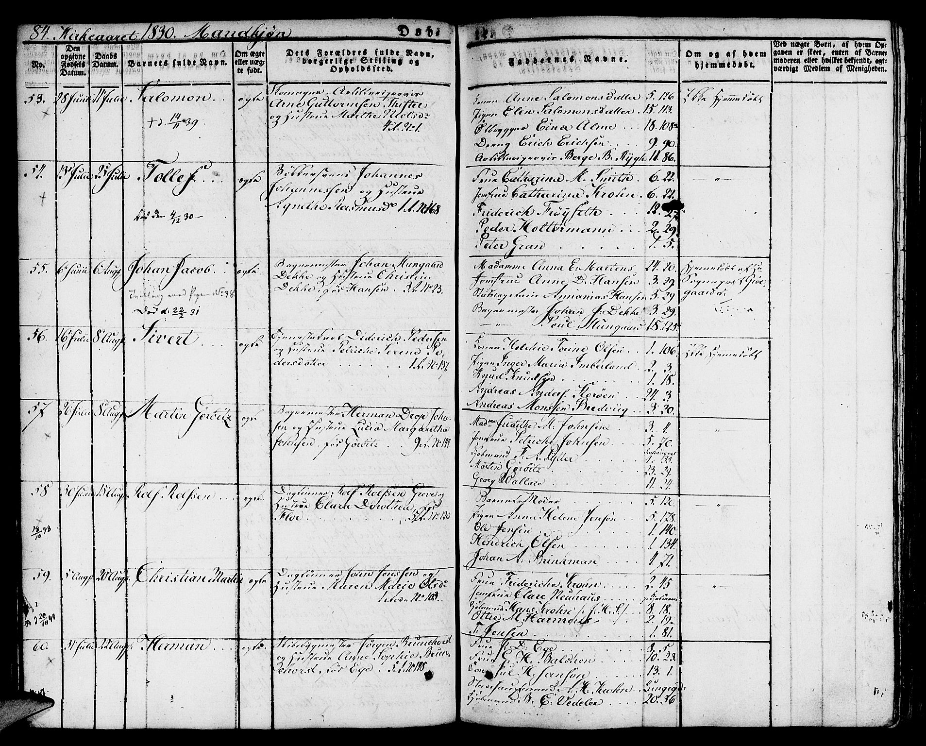Nykirken Sokneprestembete, SAB/A-77101/H/Hab: Parish register (copy) no. A 5I, 1821-1841, p. 84