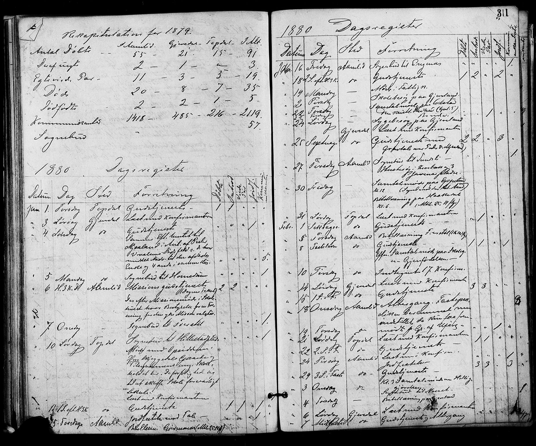 Åmli sokneprestkontor, AV/SAK-1111-0050/F/Fa/Fac/L0009: Parish register (official) no. A 9 /1, 1869-1884, p. 310