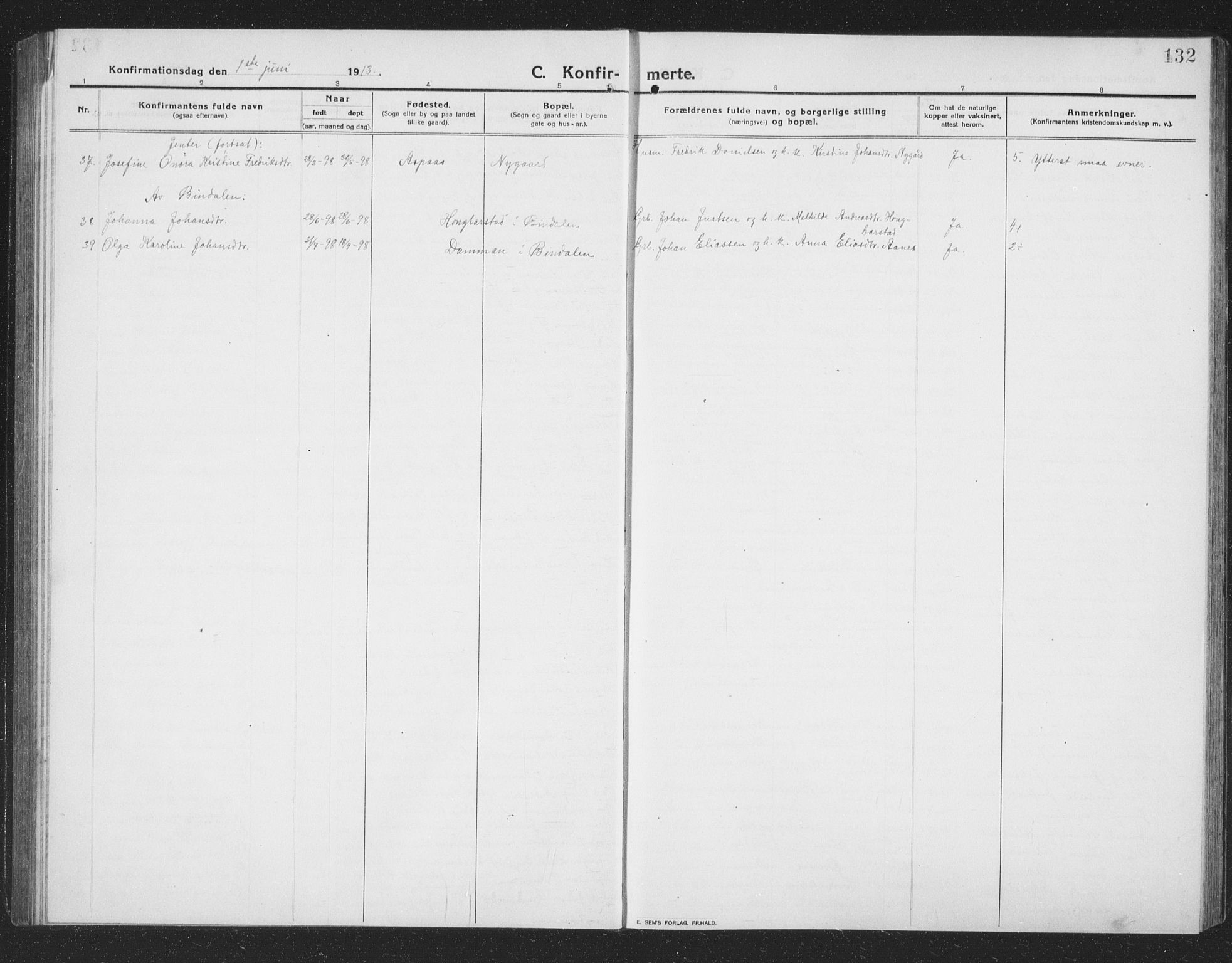 Ministerialprotokoller, klokkerbøker og fødselsregistre - Nordland, AV/SAT-A-1459/814/L0231: Parish register (copy) no. 814C04, 1912-1926, p. 132