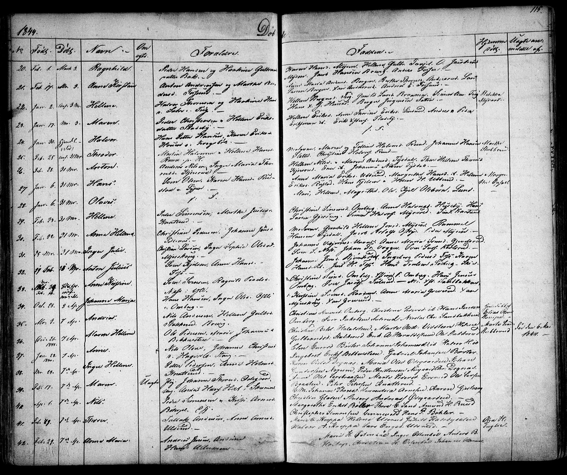 Enebakk prestekontor Kirkebøker, AV/SAO-A-10171c/F/Fa/L0009: Parish register (official) no. I 9, 1832-1861, p. 115