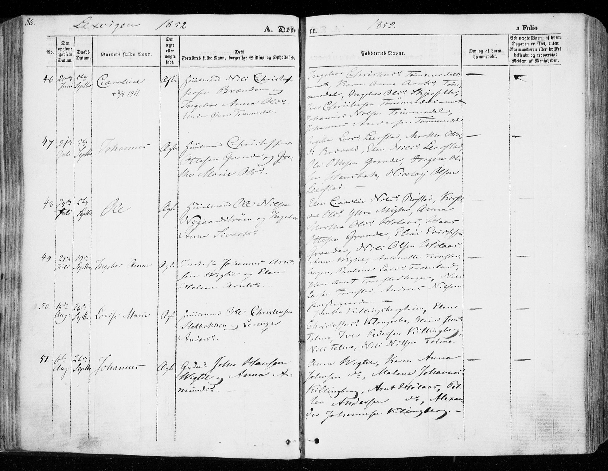 Ministerialprotokoller, klokkerbøker og fødselsregistre - Nord-Trøndelag, SAT/A-1458/701/L0007: Parish register (official) no. 701A07 /1, 1842-1854, p. 86