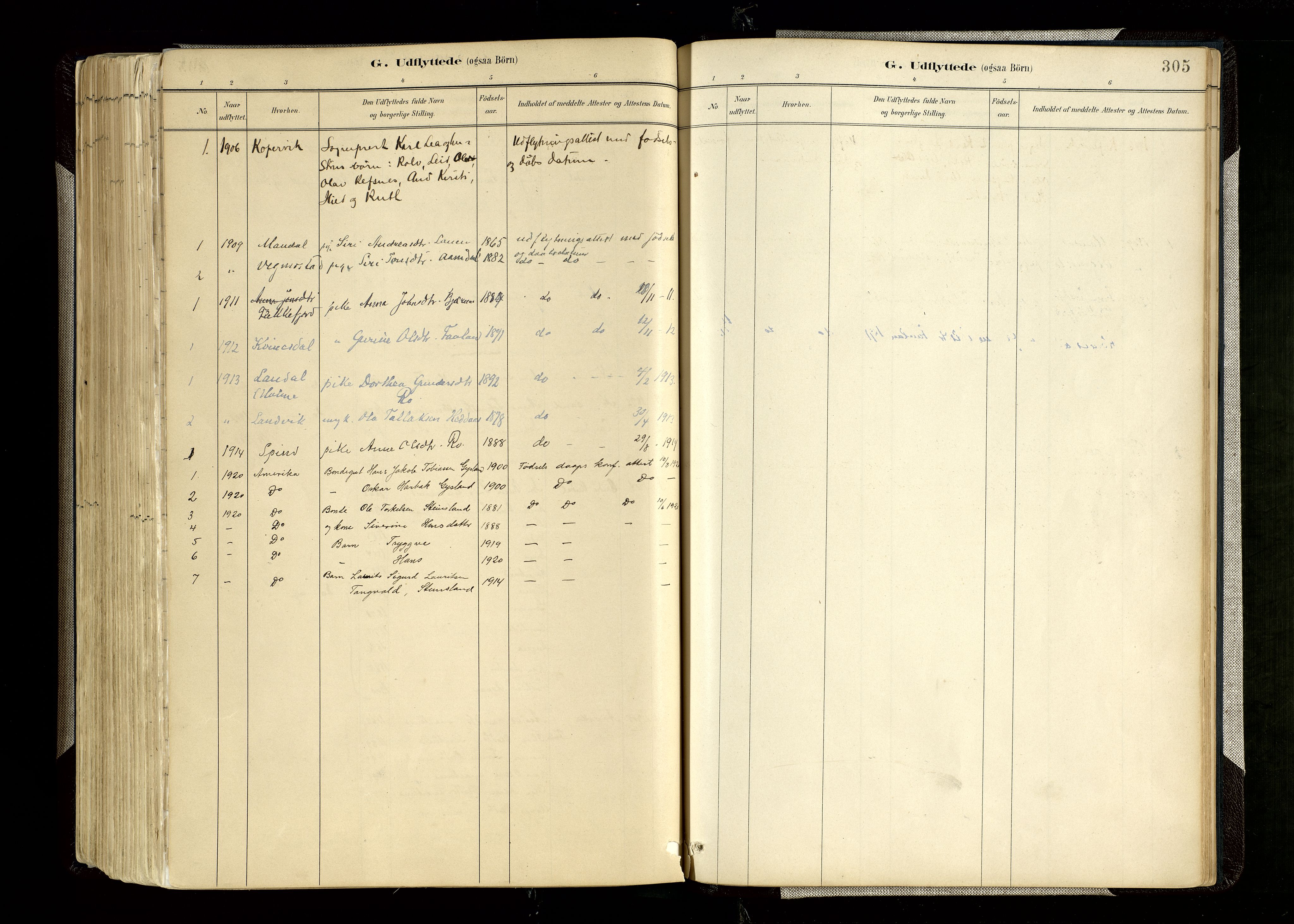 Hægebostad sokneprestkontor, SAK/1111-0024/F/Fa/Faa/L0006: Parish register (official) no. A 6, 1887-1929, p. 305